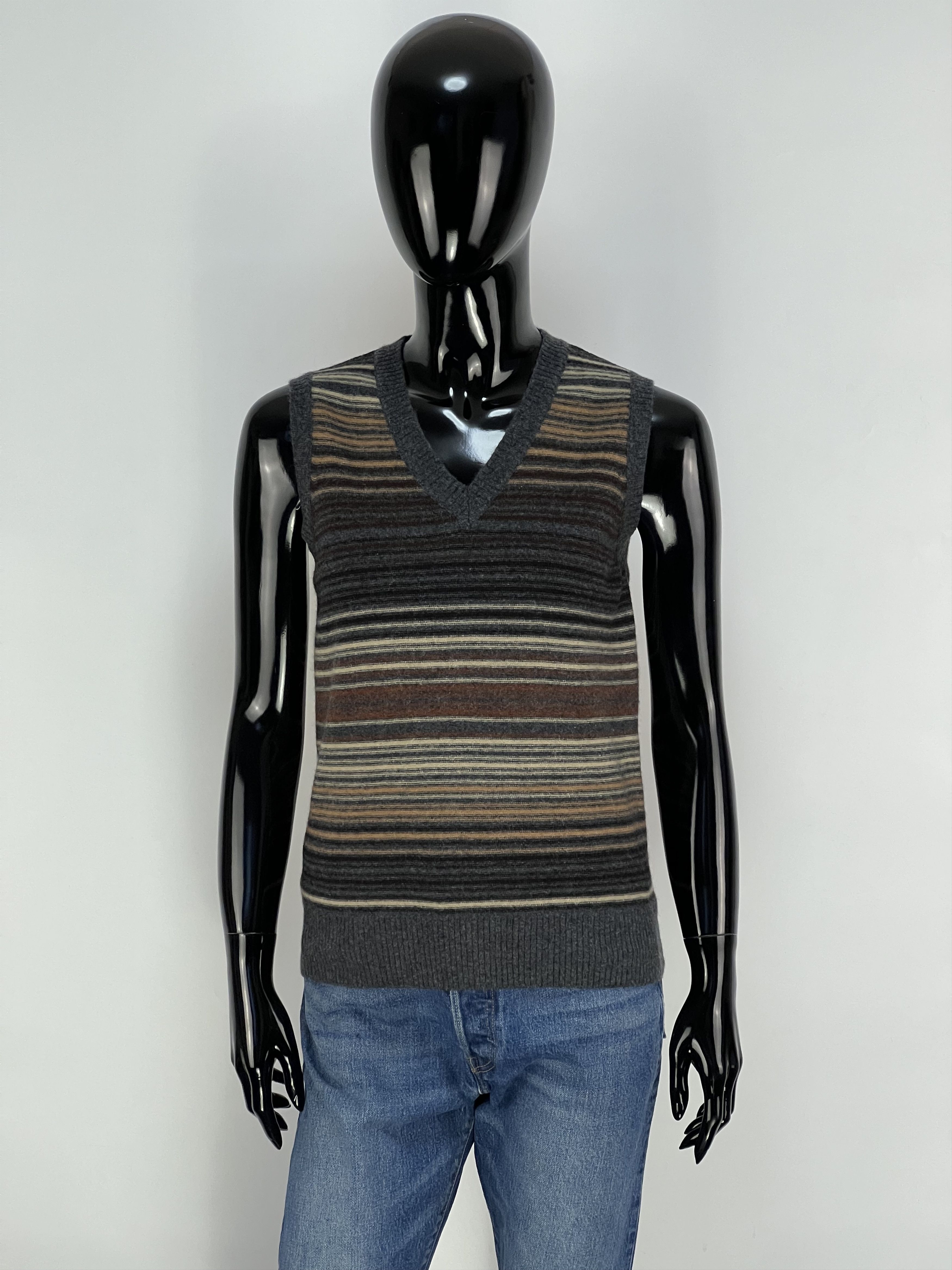 Dolce & Gabbana Dolce Gabbana Multicolor Striped Wool V-Neck Vest Size S / US 4 / IT 40 - 1 Thumbnail