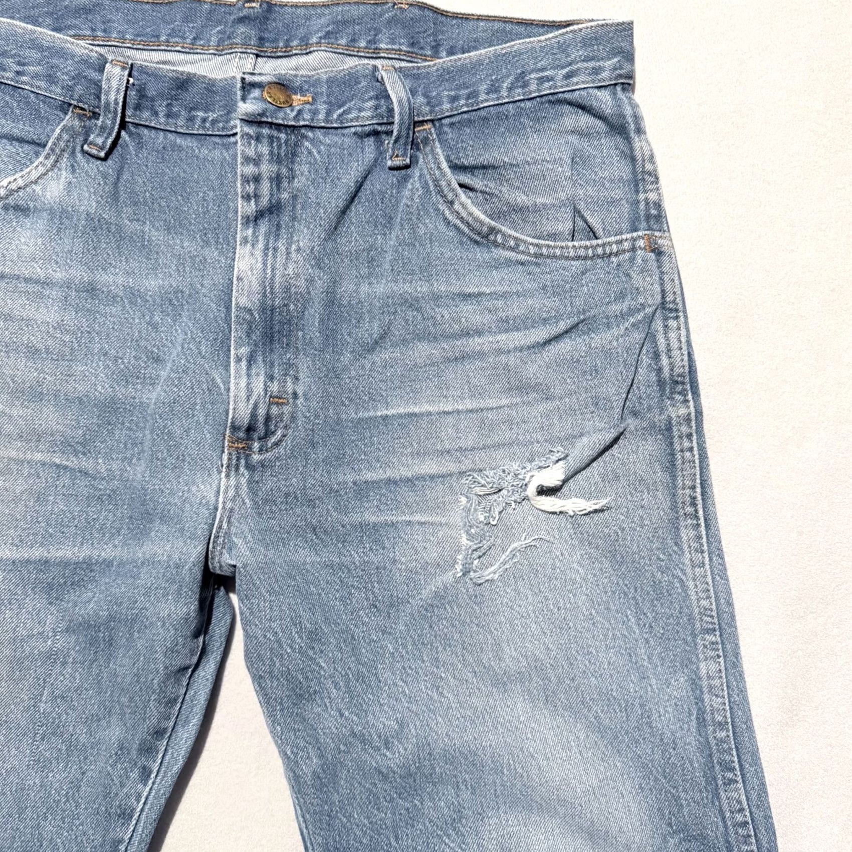 Wrangler Wrangler Rustler Straight Jeans Regular 36 Blue Mens 36 X 30 Stonewash Denim Distressed Cowboy Western 90s? Size US 36 / EU 52 - 3 Thumbnail