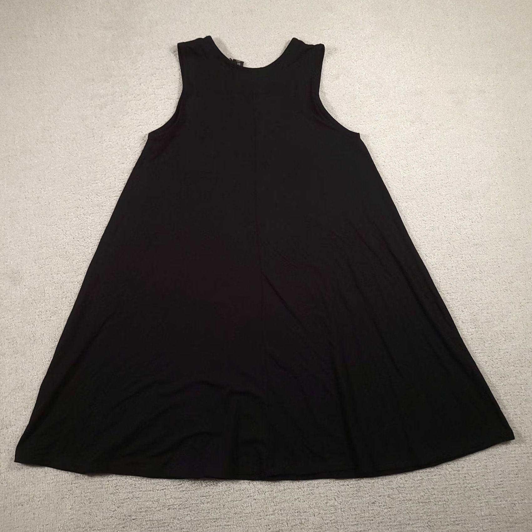 Vintage Tahari Black Sleeveless Swing Dress Medium Rayon A-Line Midi Women Crew Neck Casual Party/Cocktail Business Mens? Size M / US 6-8 / IT 42-44 - 7 Thumbnail