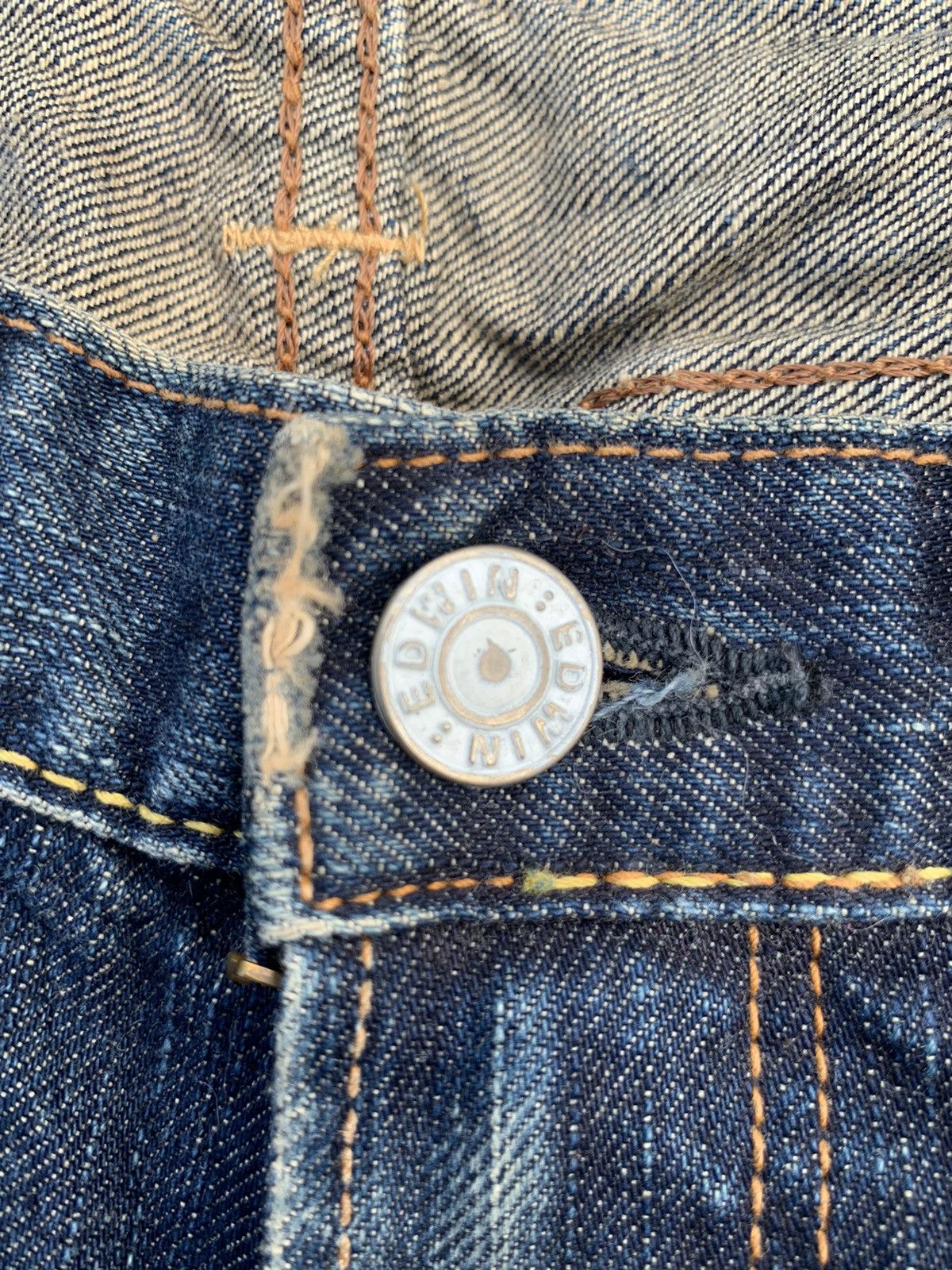 Tornado Mart RARE EDWIN STUDDED PUNK JAPANESE DISTRESSED DENIM Size US 31 - 15 Thumbnail