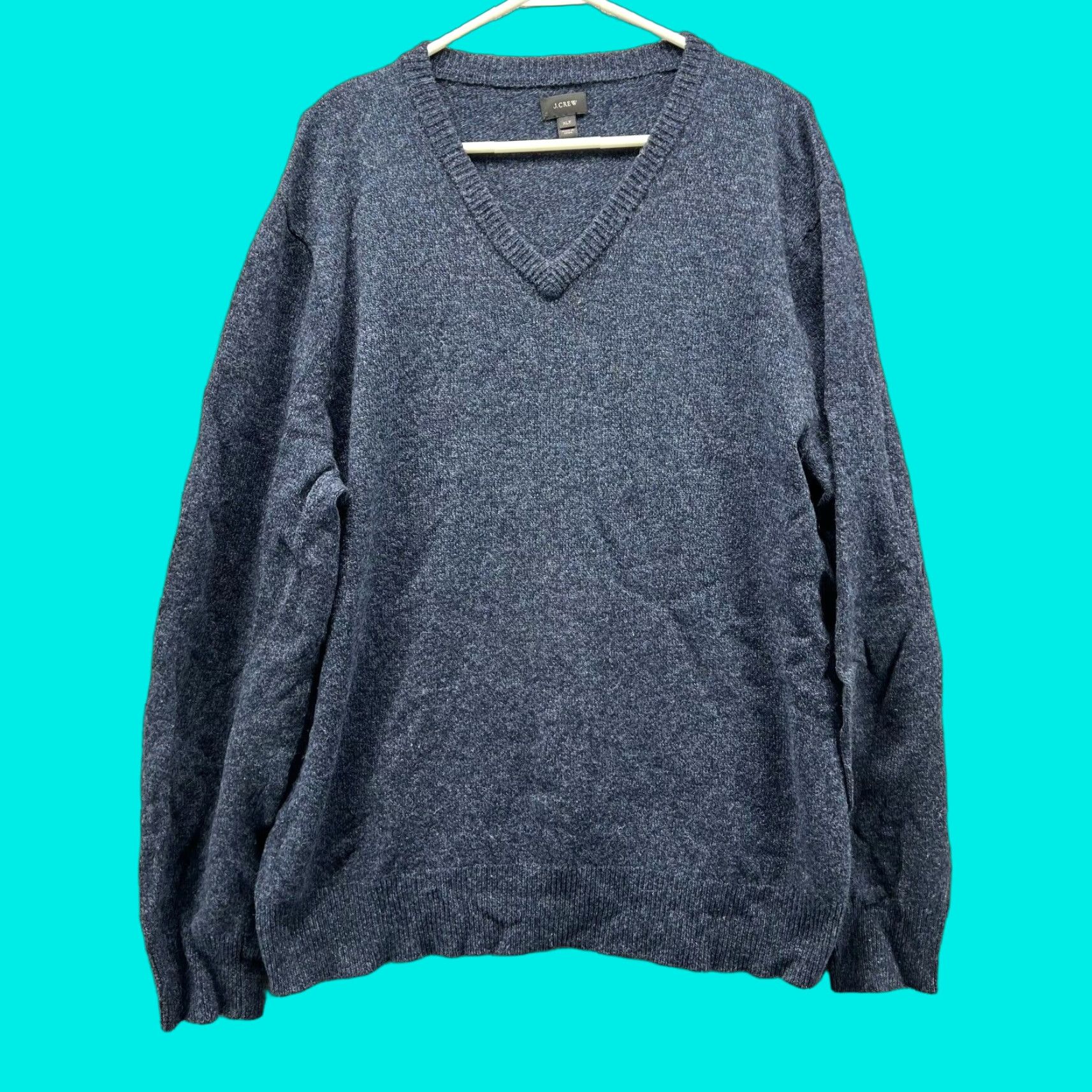 J.Crew VINTAGE J.CREW Sweater Men XLT Blue V Neck Fleece Pullover Wool Relaxed Size US XL / EU 56 / 4 - 1 Thumbnail