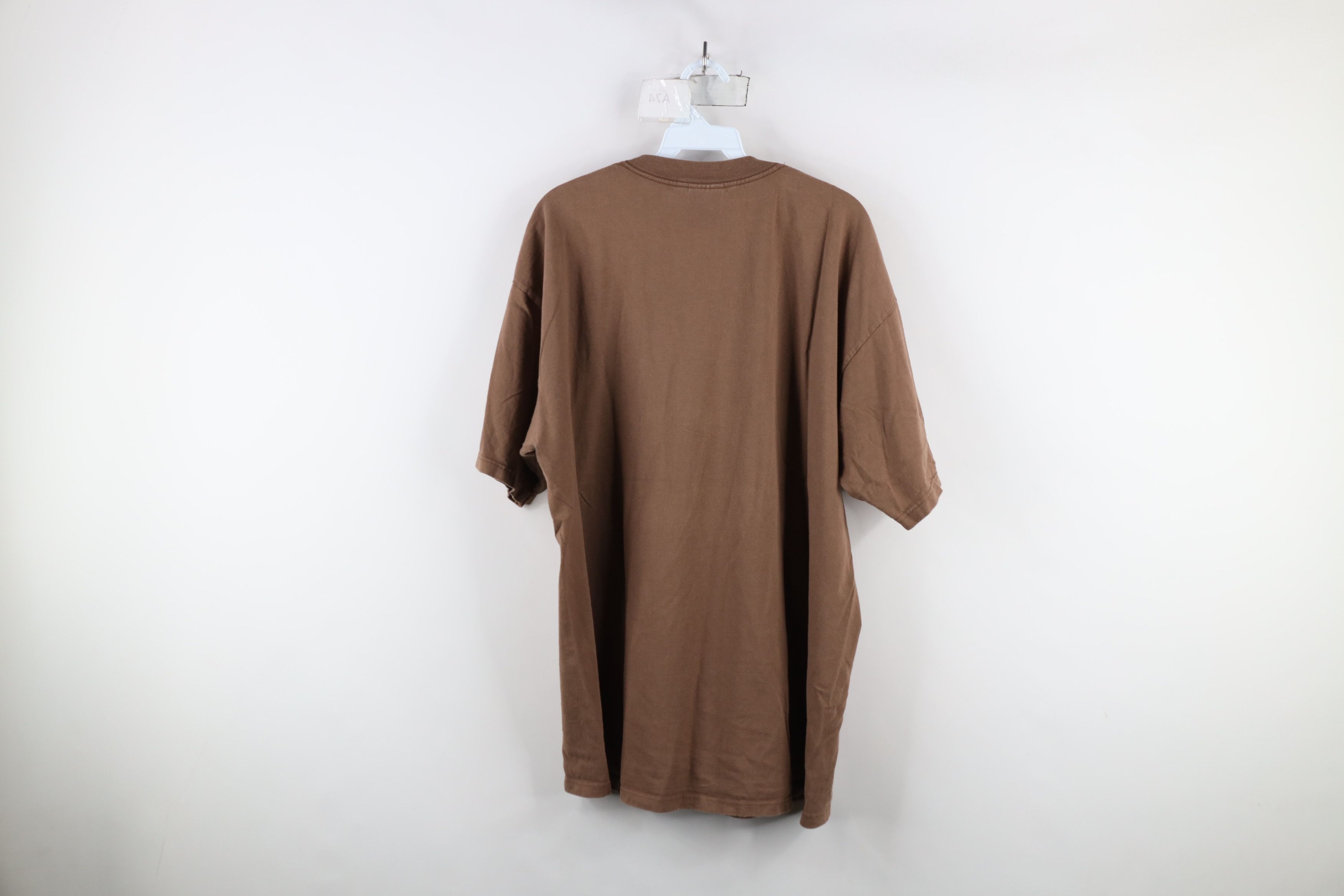 Vintage Vintage 90s Streetwear Heavyweight Cotton T-Shirt Brown Size US XL / EU 56 / 4 - 9 Thumbnail