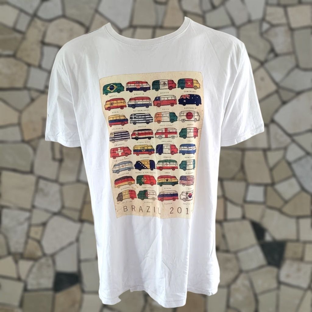 FatFace Fat Face Brazil 2014 Camper Van Print T-Shirt XXL Men White - Fat Face - T-Shirt - XXL - White - Brazil 2014 - Men's Shirt Size US XXL / EU 58 / 5 - 1 Thumbnail