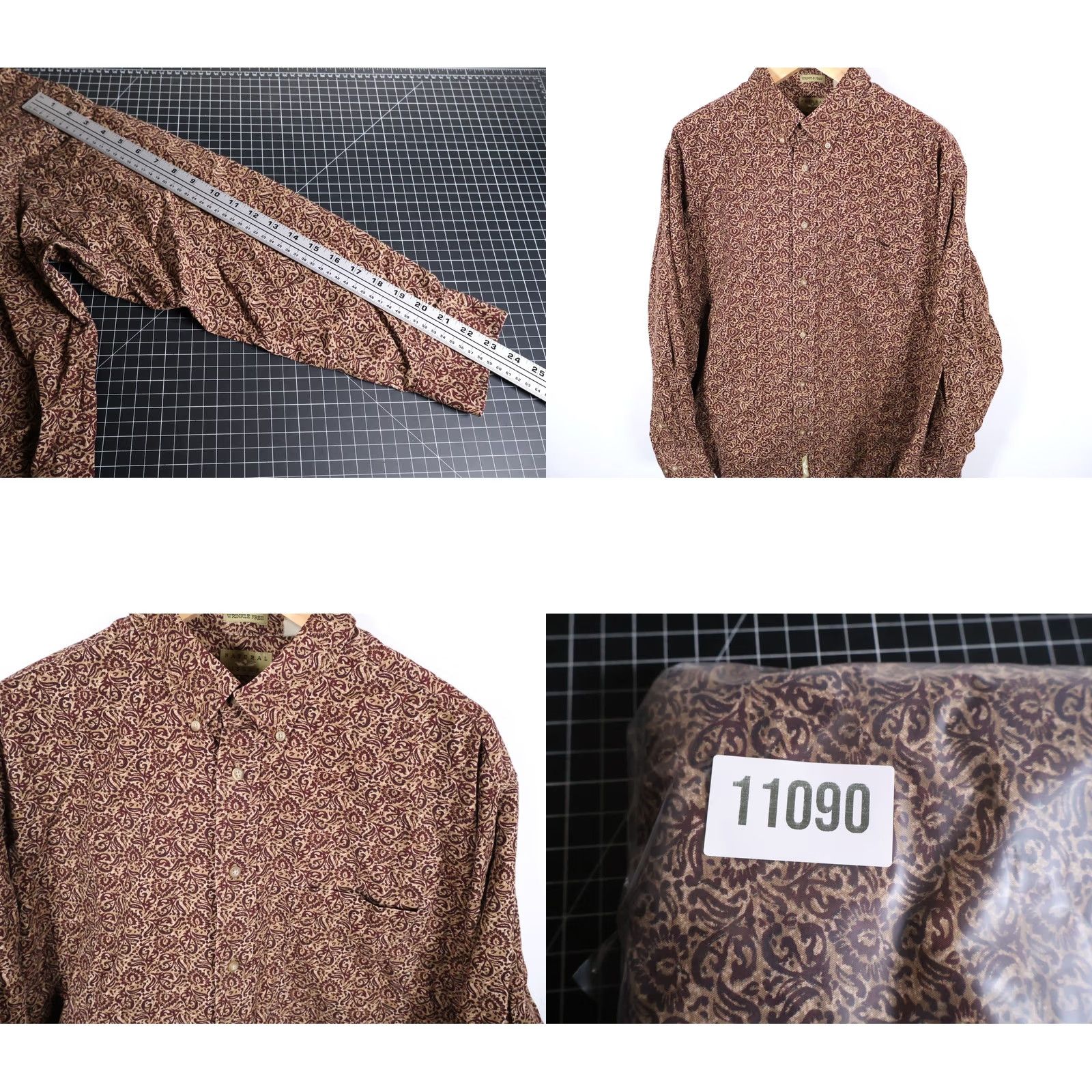 Vintage VINTAGE Paisley Pattern Shirt Natural Issue 2XL Brown Dark Red Long Sleeve Button-Up Mens Hippie Retro 90s Size US XXL / EU 58 / 5 - 8 Thumbnail