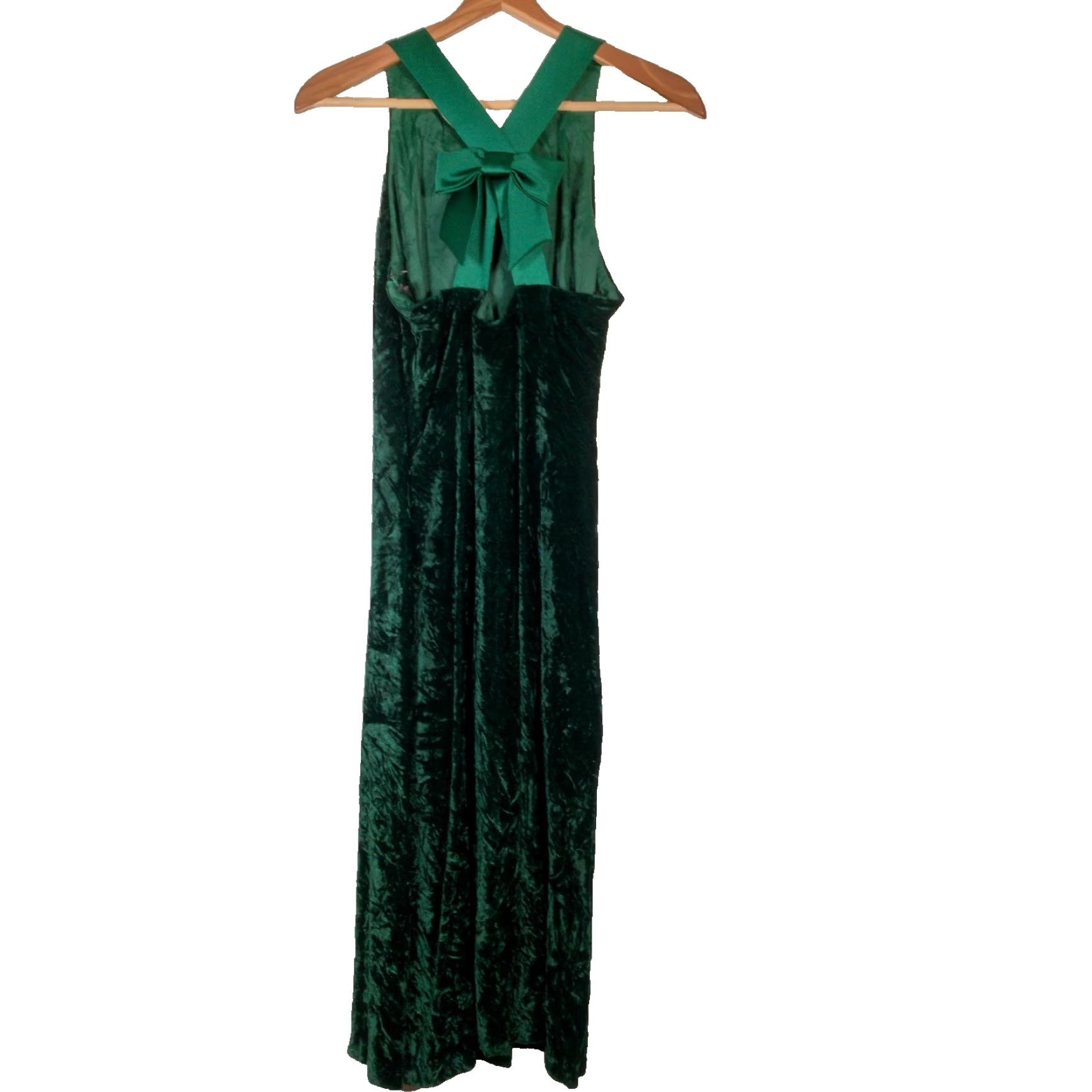 Vintage VINTAGE Donna Ricci Dress Women's Slip Dress Green Velvet Sleeveless Bow 1990s Petite Size 4 Long Size S / US 4 / IT 40 - 2 Thumbnail