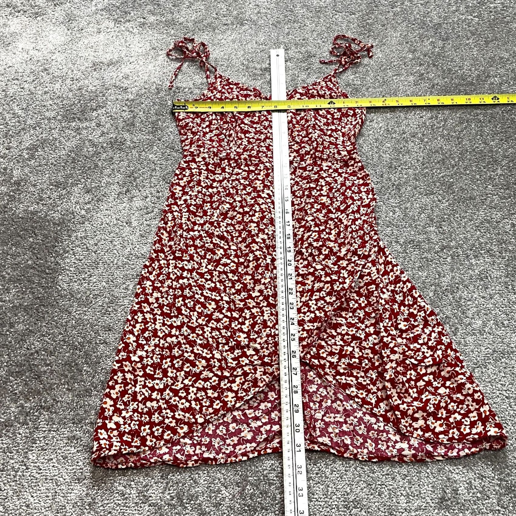 Vintage Umbranded Sundress Juniors 7 Red Floral Sleeveless Tank Midi Soft Rayon Jersey Dress Size M / US 6-8 / IT 42-44 - 2 Thumbnail