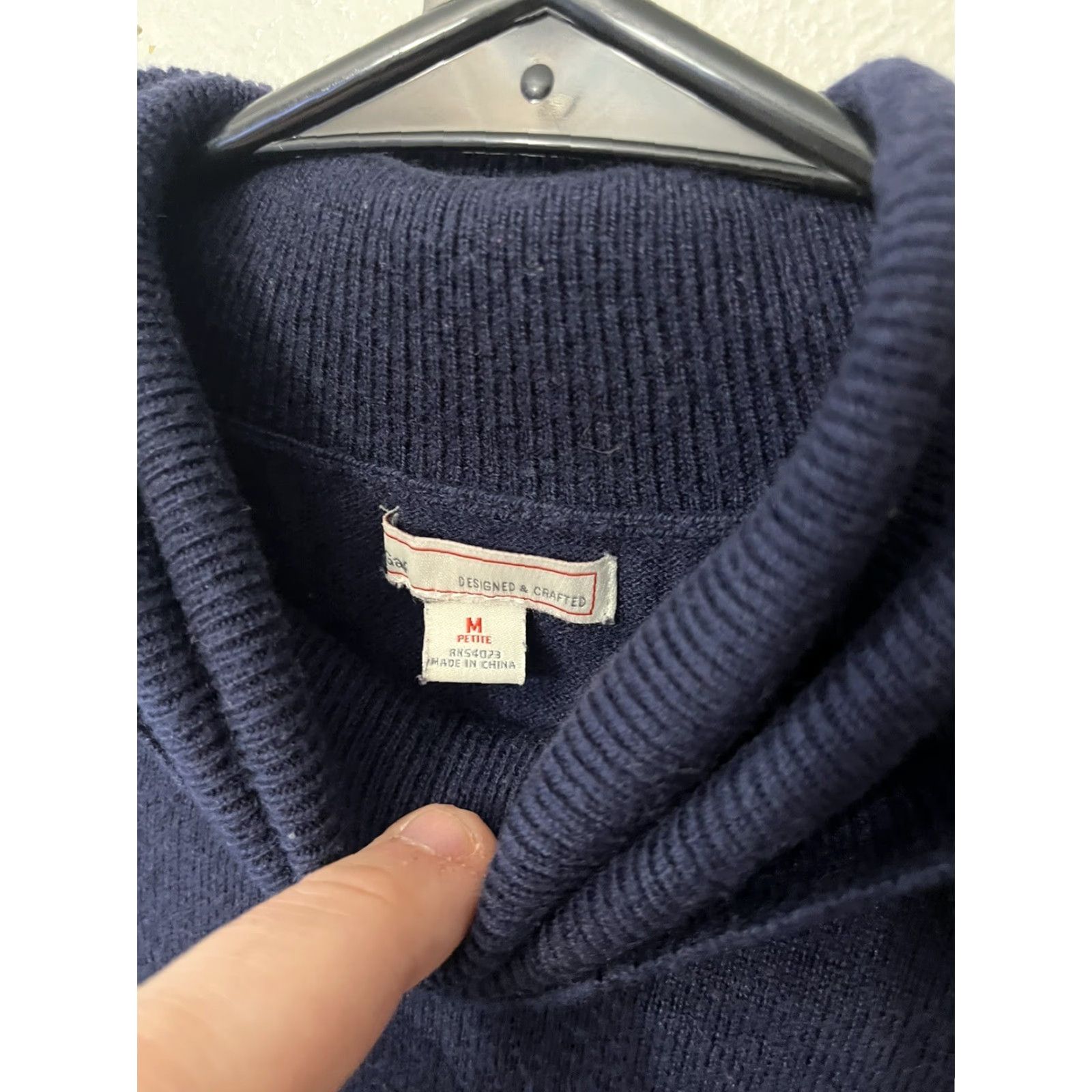 Gap GAP Sweater Women's Petite Medium Navy Blue Turtleneck Pullover Long Sleeve Classic Knit Size M / US 6-8 / IT 42-44 - 3 Thumbnail
