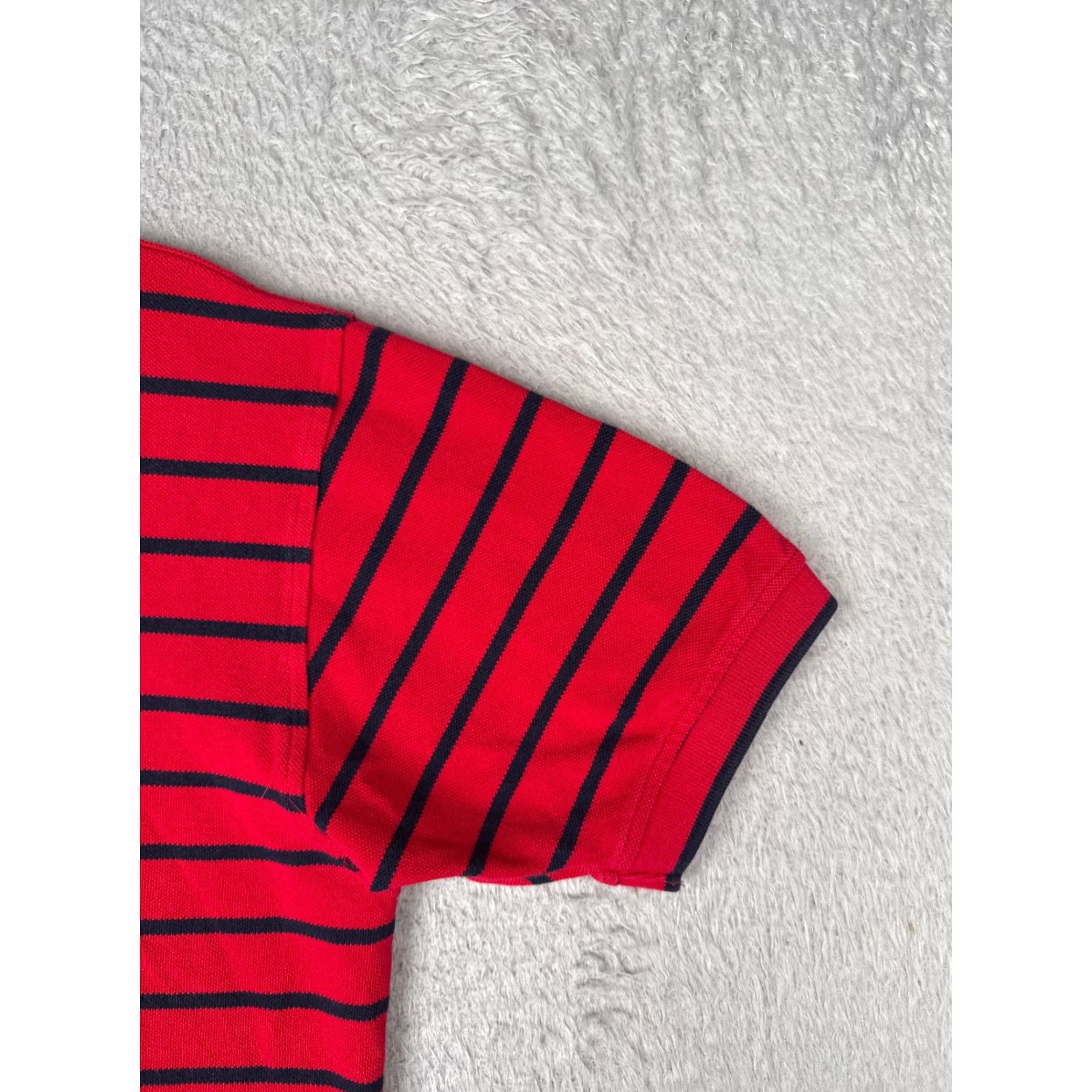 Tommy Hilfiger Tommy Hilfiger Polo Shirt Men Small Red Stripe 100% Cotton Short Sleeve Slimming Size US S / EU 44-46 / 1 - 2 Thumbnail
