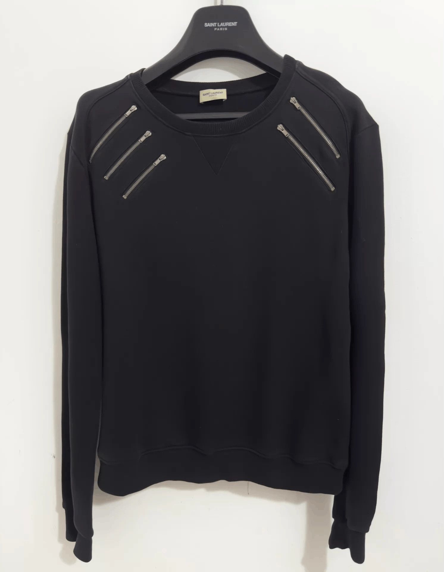 Saint Laurent Paris Long Sleeve Sweatshirt with Shoulder Zippers Size US M / EU 48-50 / 2 - 1 Thumbnail