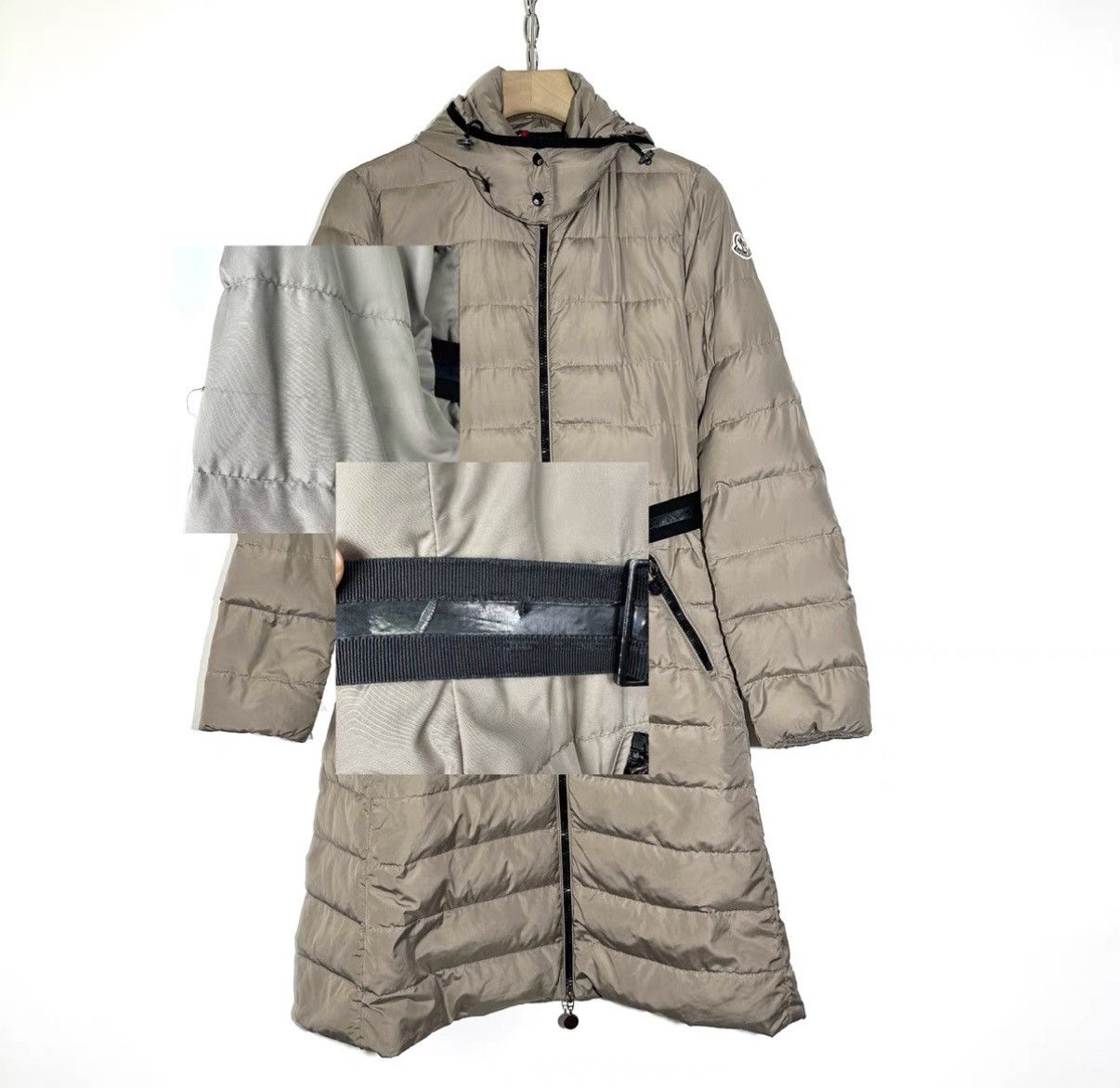 Moncler Moncler Women's Taupe Long Waist Down Jacket with Belt K12 Size XS / US 0-2 / IT 36-38 - 7 Thumbnail