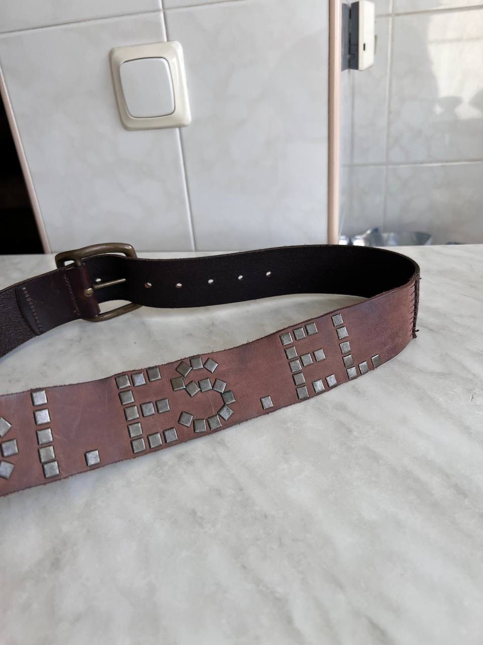 Diesel Diesel Belt Vintage Avant Garde Y2K Style Studded Logo Steel Size ONE SIZE - 5 Thumbnail