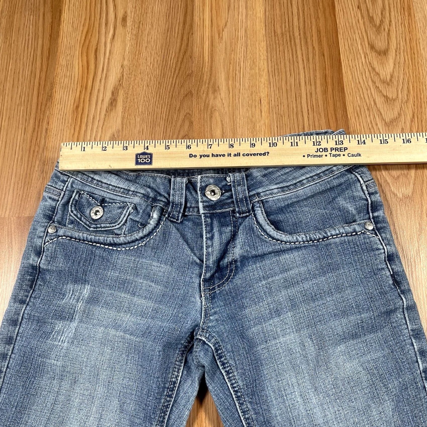 Vintage Vanilla Star Jeans Womens 5 Blue Straight Leg Stretch Low Rise Denim Pants Jeans Straight Leg Women's 5-Pocket Blue Pant Womens Jeans Men? Size 27" / US 4 / IT 40 - 3 Thumbnail
