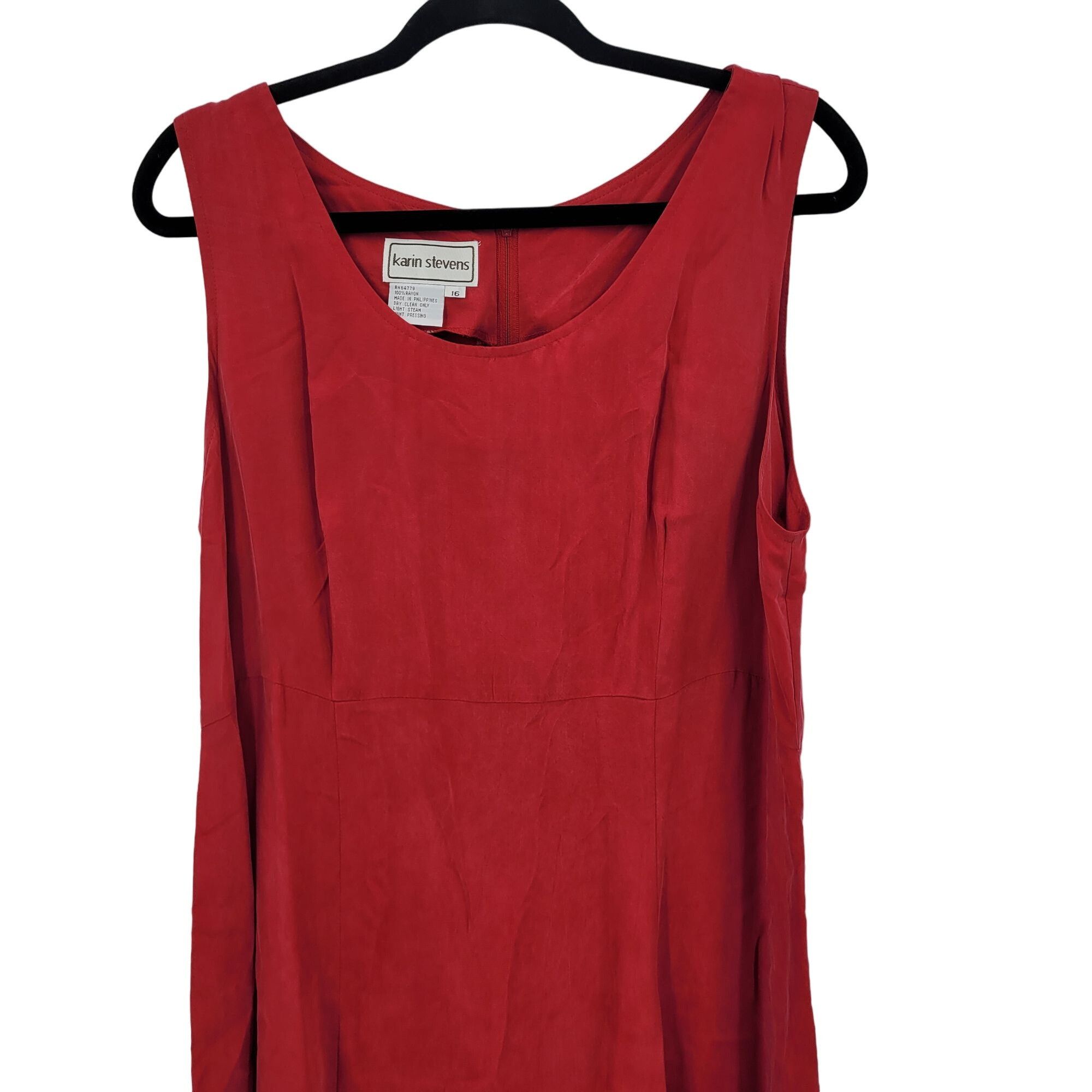 Vintage Karin Stevens Red Sleeveless Modest Maxi Dress 16 2pc Set Pl Size XXL / US 16-18 / IT 52-54 - 11 Thumbnail