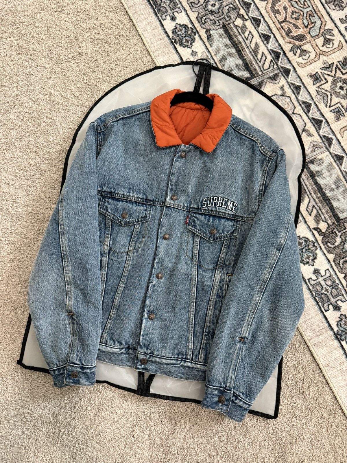 Off White Off White X Levi s Made And Crafted Red Denim Jacket Grailed