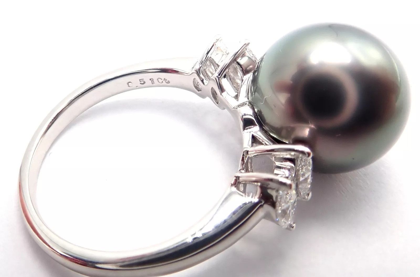 Mikimoto Authentic! Mikimoto Platinum Tahitian Pearl Diamond Ring Size ONE SIZE - 7 Thumbnail