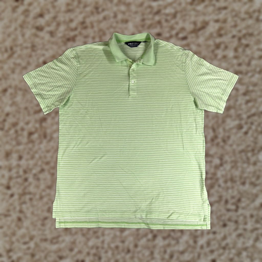 Polo Ralph Lauren Polo Golf Ralph Lauren Shirt Mens XL Green White Stripe 100% Cotton Polo Shirt Striped Classic Fit All Seasons Men’s Polo Ralph Lauren Shirt Size US XL / EU 56 / 4 - 1 Thumbnail