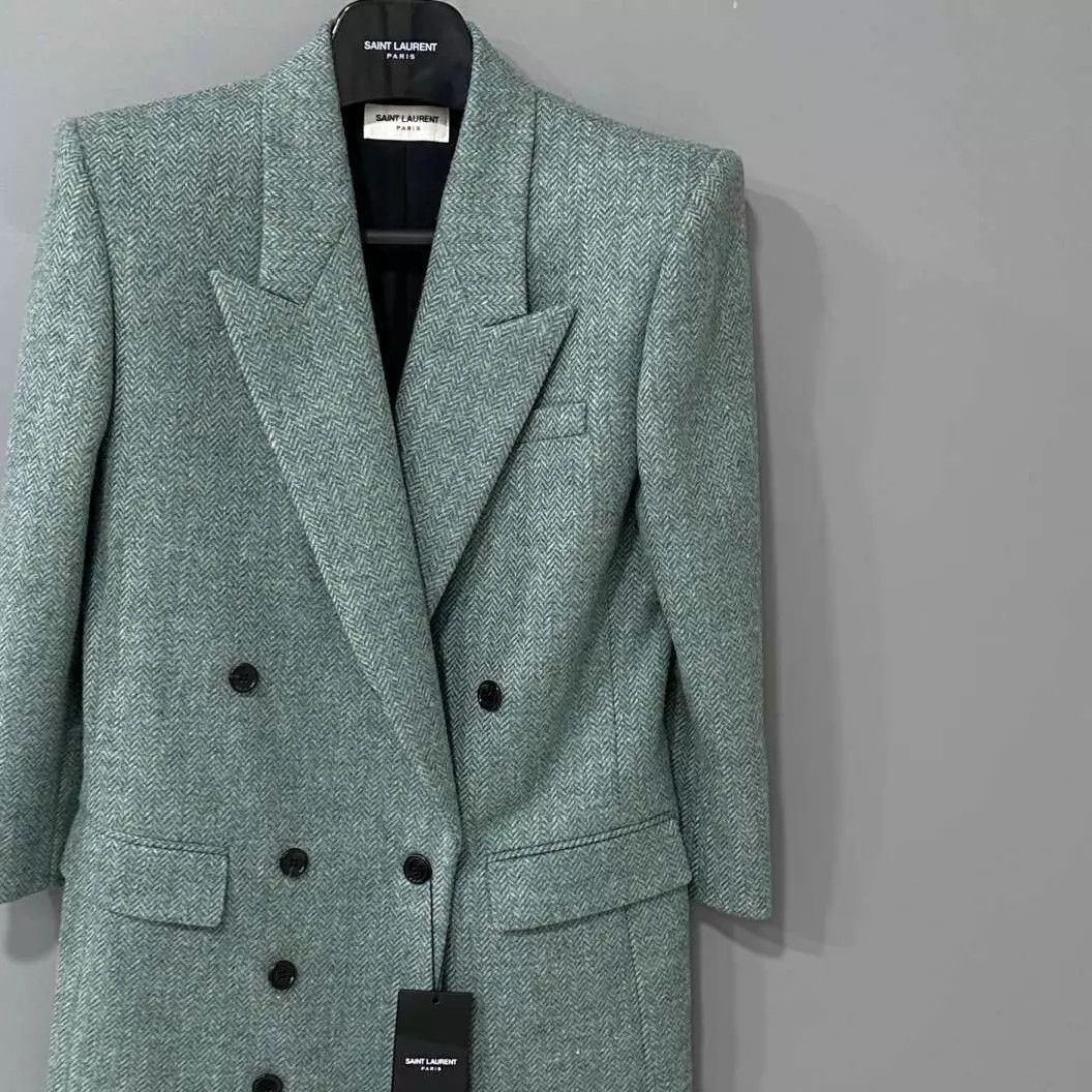 Saint Laurent Paris Saint Laurent Mint Green Double-Breasted Blazer Size XS / US 0-2 / IT 36-38 - 2 Thumbnail