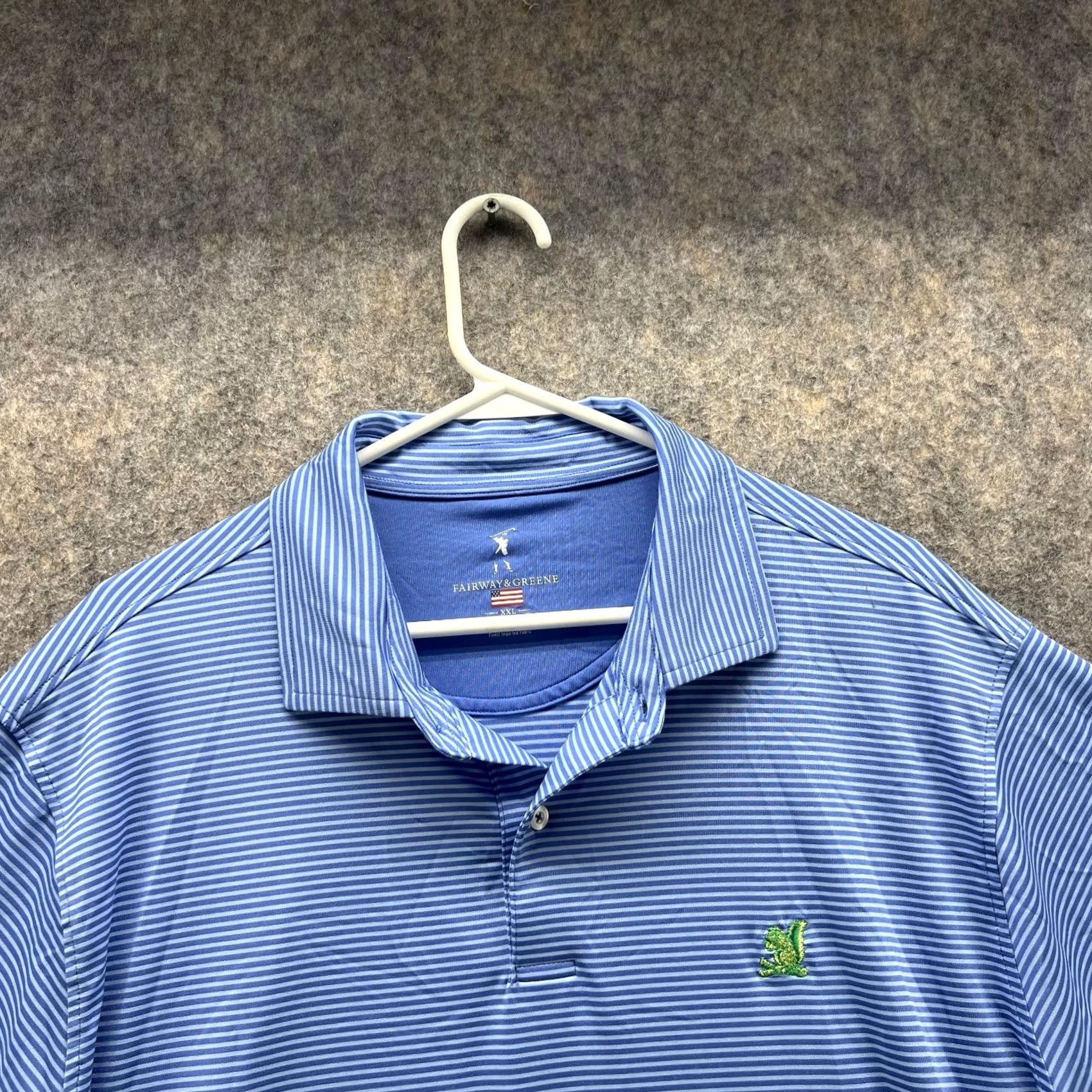 Vintage Fairway & Greene Polo Shirt Men XXL Blue Striped Subtle Logo Short Sleeve Button Collar Polo Golf Shirt Size US XXL / EU 58 / 5 - 2 Thumbnail