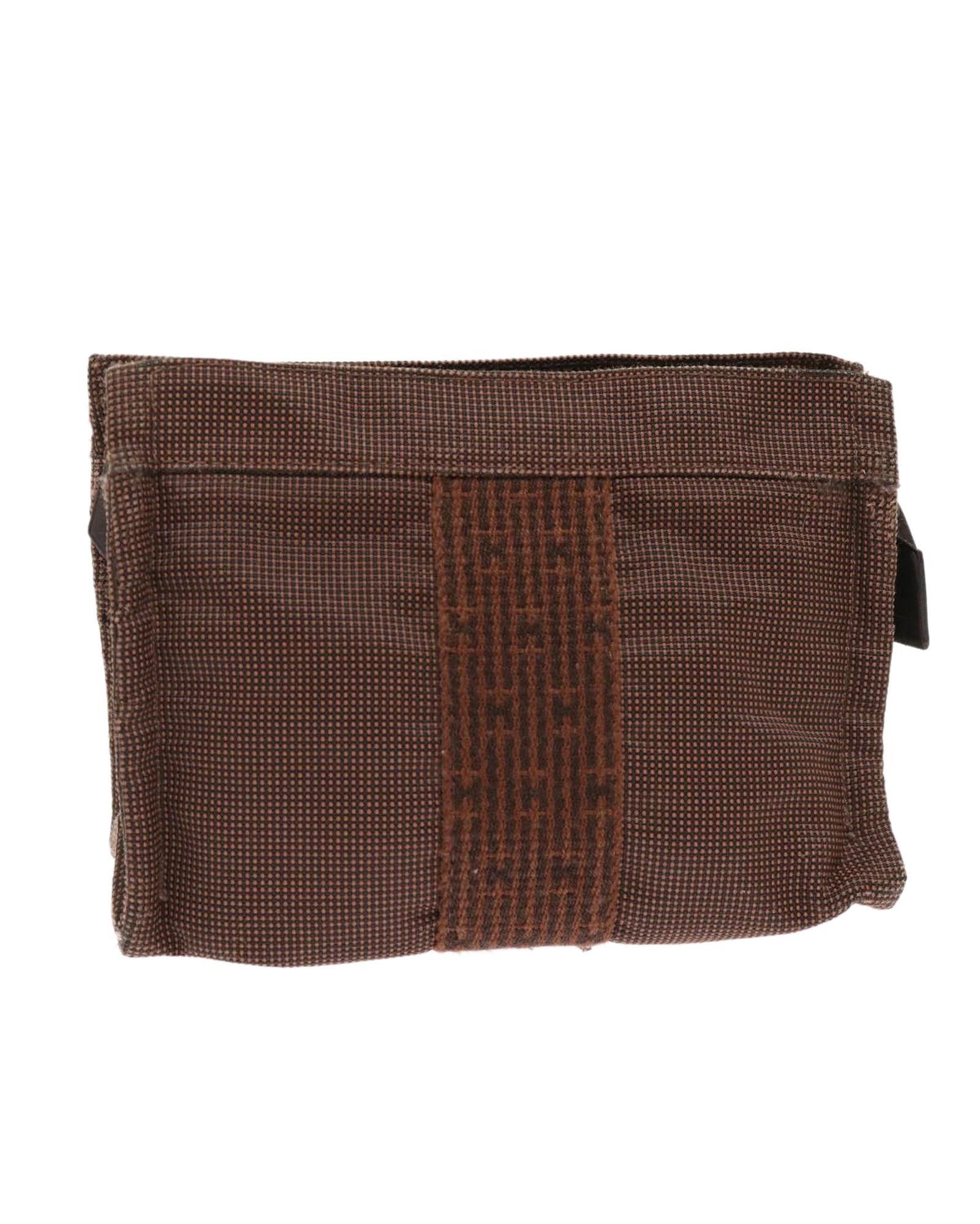 image of Classic Brown Canvas Pouch By Hermes, Women's
