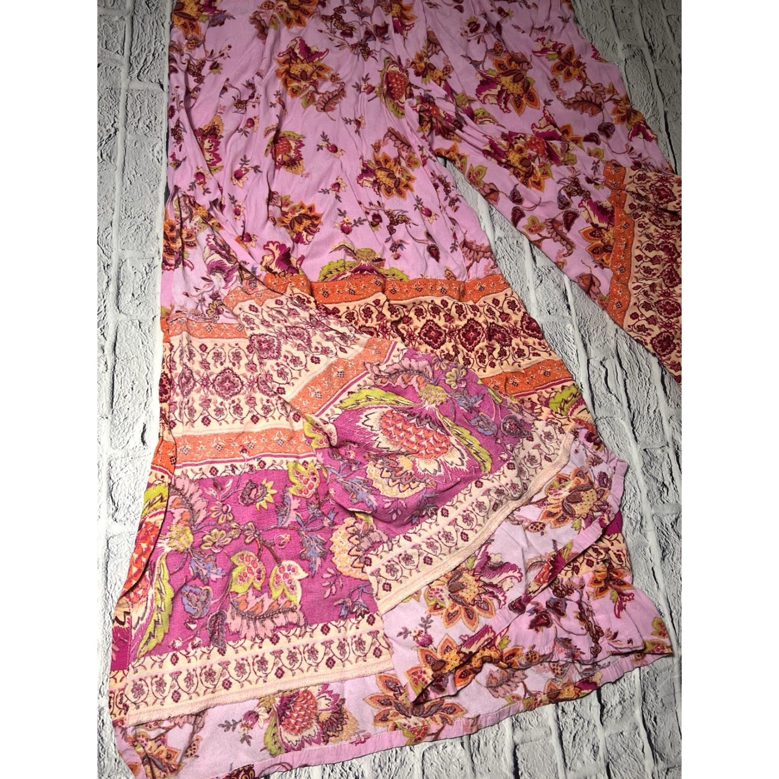 Free People Free People Jumpsuit Women's Casual One-Piece Short Sleeve Pink Bali Citrus Skies Cutout L Size 36" / US 14 / IT 50 - 7 Thumbnail