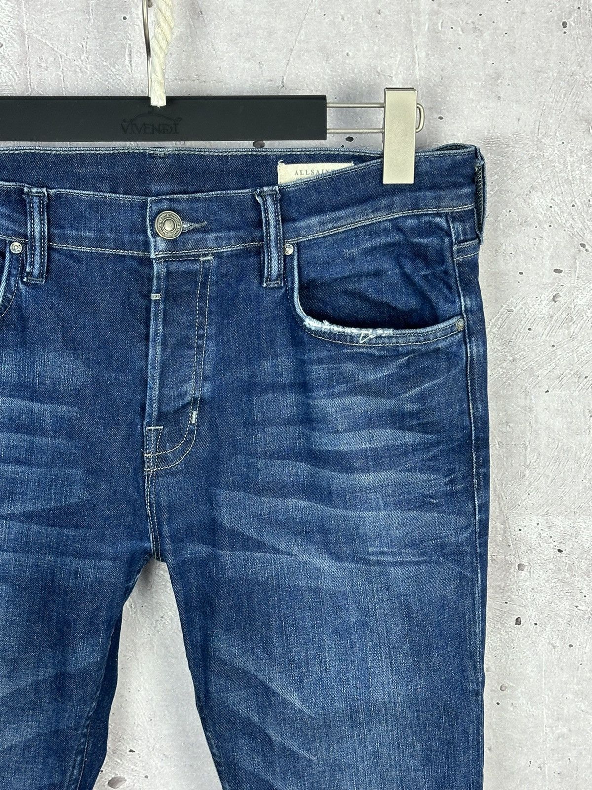 Allsaints AllSaints Stamp Cigarette Washed Blue Cotton Denim Pants Size US 33 - 5 Thumbnail