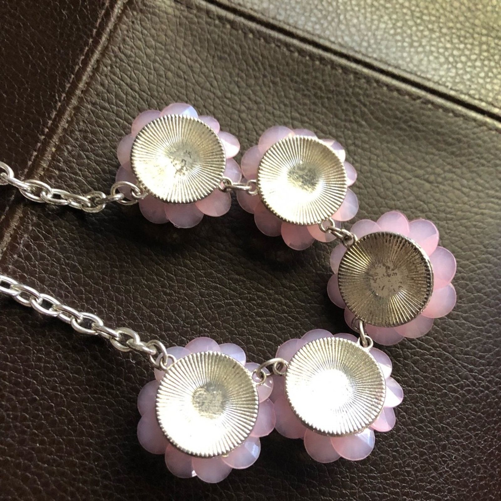 Jewelry Faceted pink stone cluster floral rhinestone accent necklace Size ONE SIZE - 7 Thumbnail