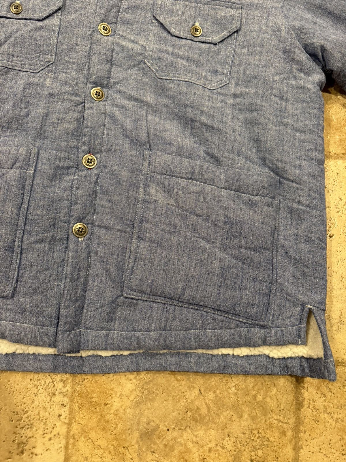 Greg Lauren Greg Lauren SS25 Blue Chambray Sherpa Lined Jacket Size US XL / EU 56 / 4 - 8 Thumbnail