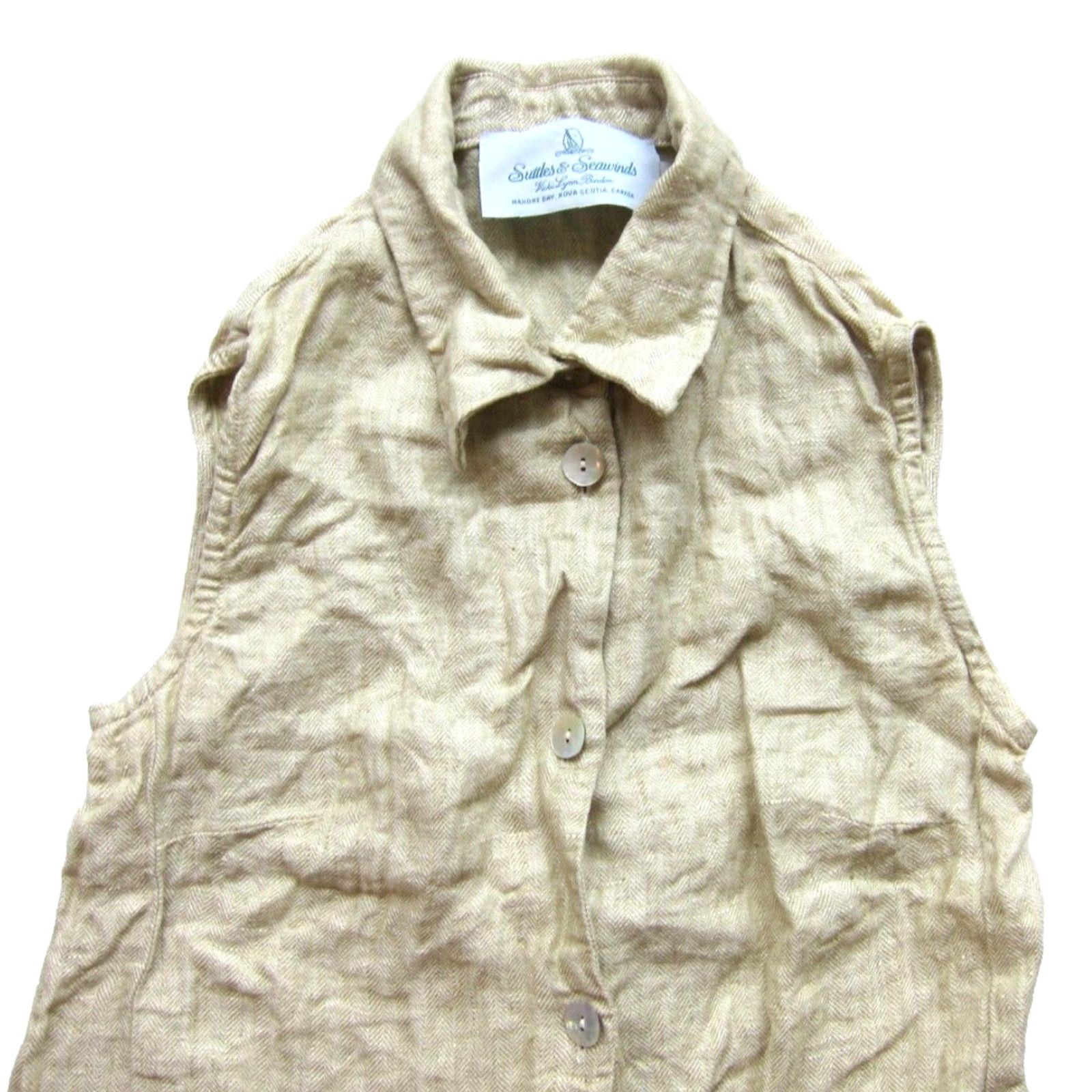 Vintage VINTAGE Suttles & Seawinds Vicki Lynn Bardon 100% Linen Sleeveless Tunic Blouse S/P Size S / US 4 / IT 40 - 5 Thumbnail