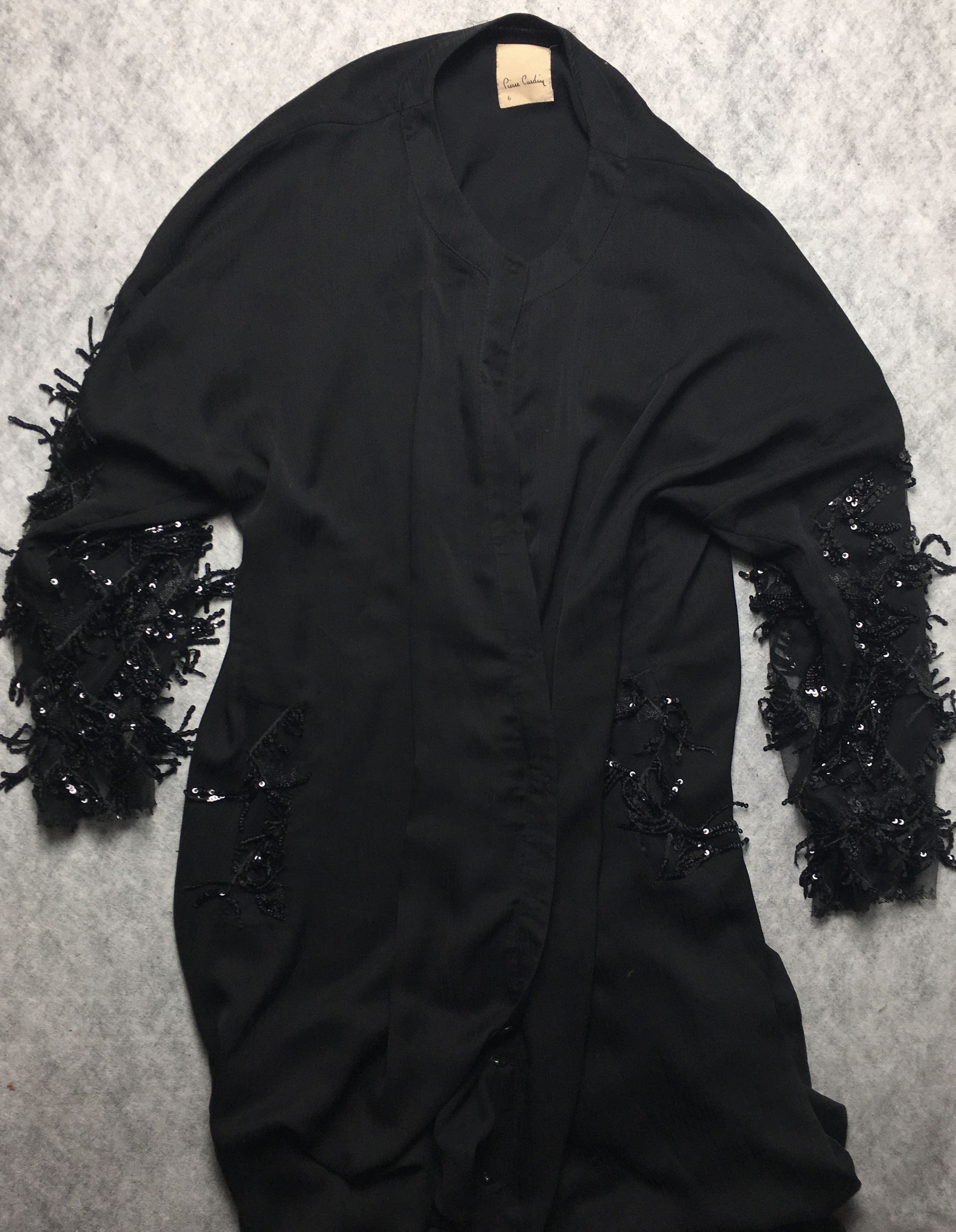 Pierre Cardin Pierre Cardin Black Abaya Dress Sequin Beaded Tassel Sleeves Size M / US 6-8 / IT 42-44 - 7 Thumbnail