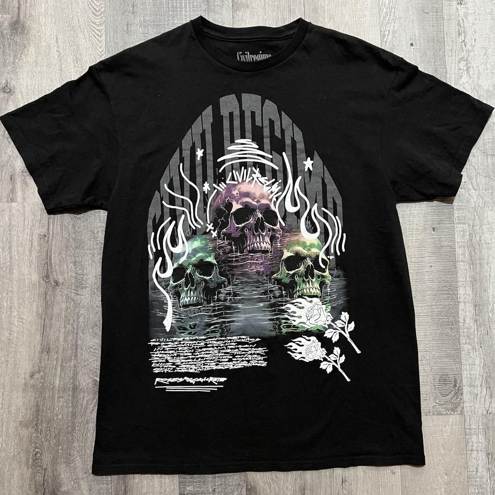 Civil Regime Civil Regime Shirt Depths of Chaos Roses Skulls Graphic Tee Size US L / EU 52-54 / 3 - 1 Thumbnail