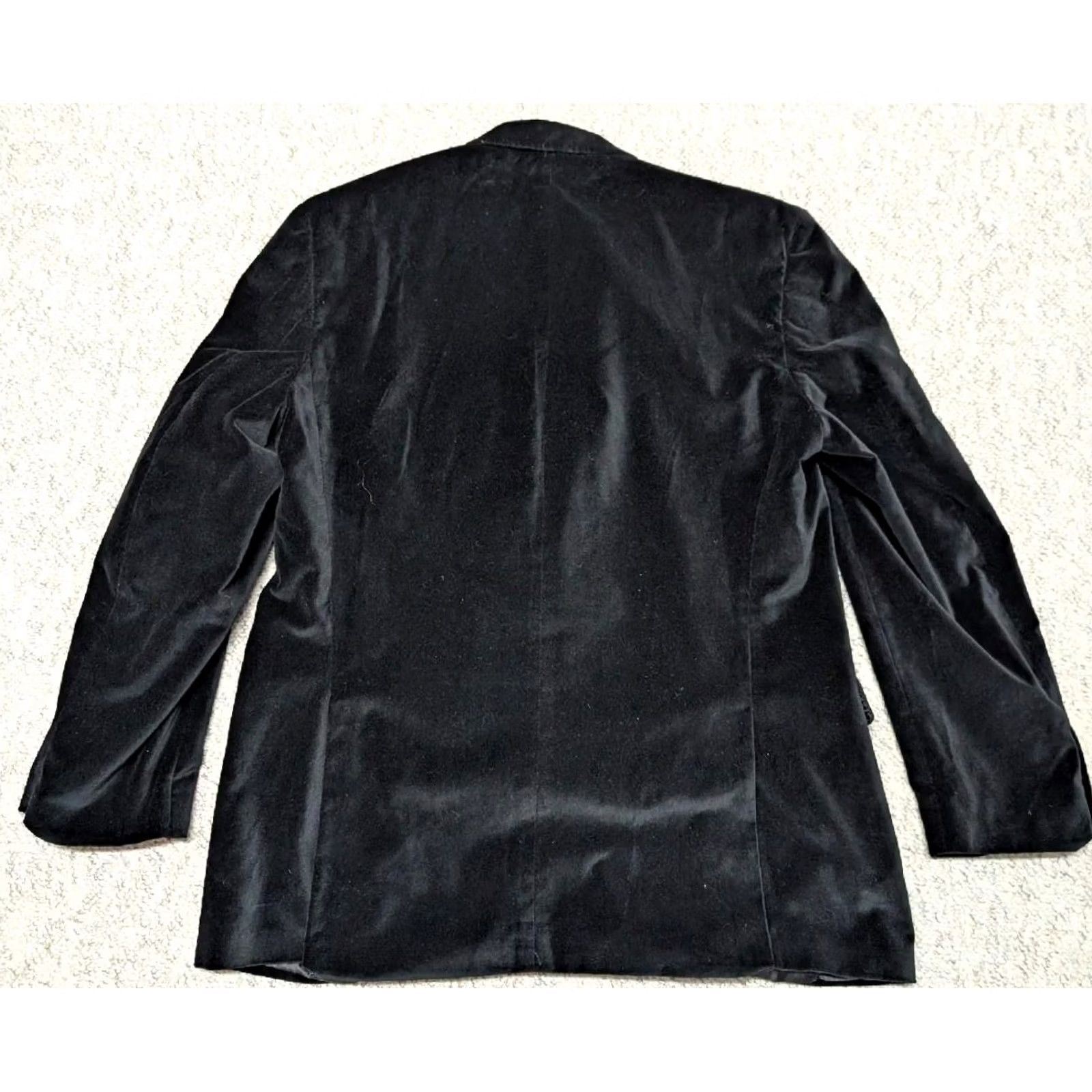 Sean John VINTAGE Sean John Blazer Men 44L Velour Velvet Black Two-Button Peak Lapel Double-Vented Size 44R - 2 Thumbnail