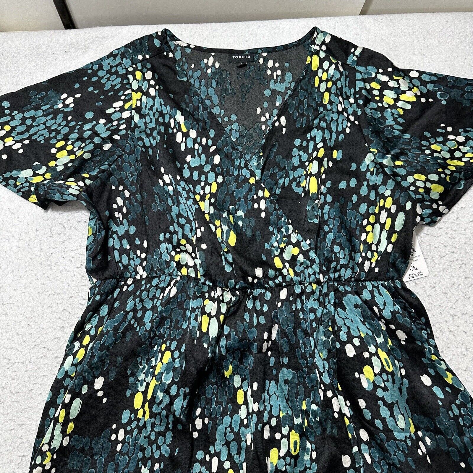 Other Torrid 1X 14-16 Midi Bubble Charm Flutter Sleeve Wrap Dress Size XL / US 12-14 / IT 48-50 - 3 Thumbnail