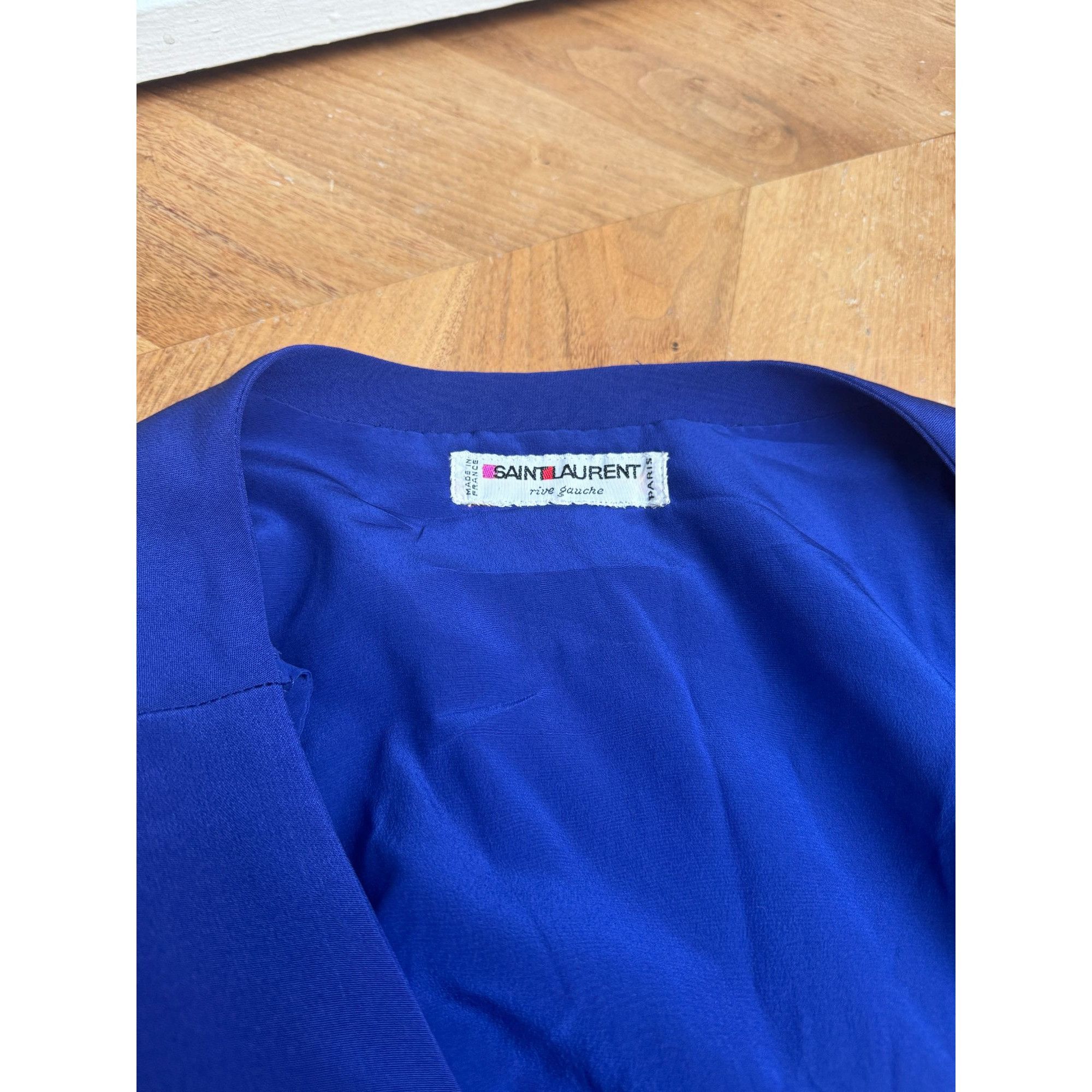Yves Saint Laurent Early 1980s Cobalt Blue Wool Overdress Size L / US 10 / IT 46 - 8 Thumbnail