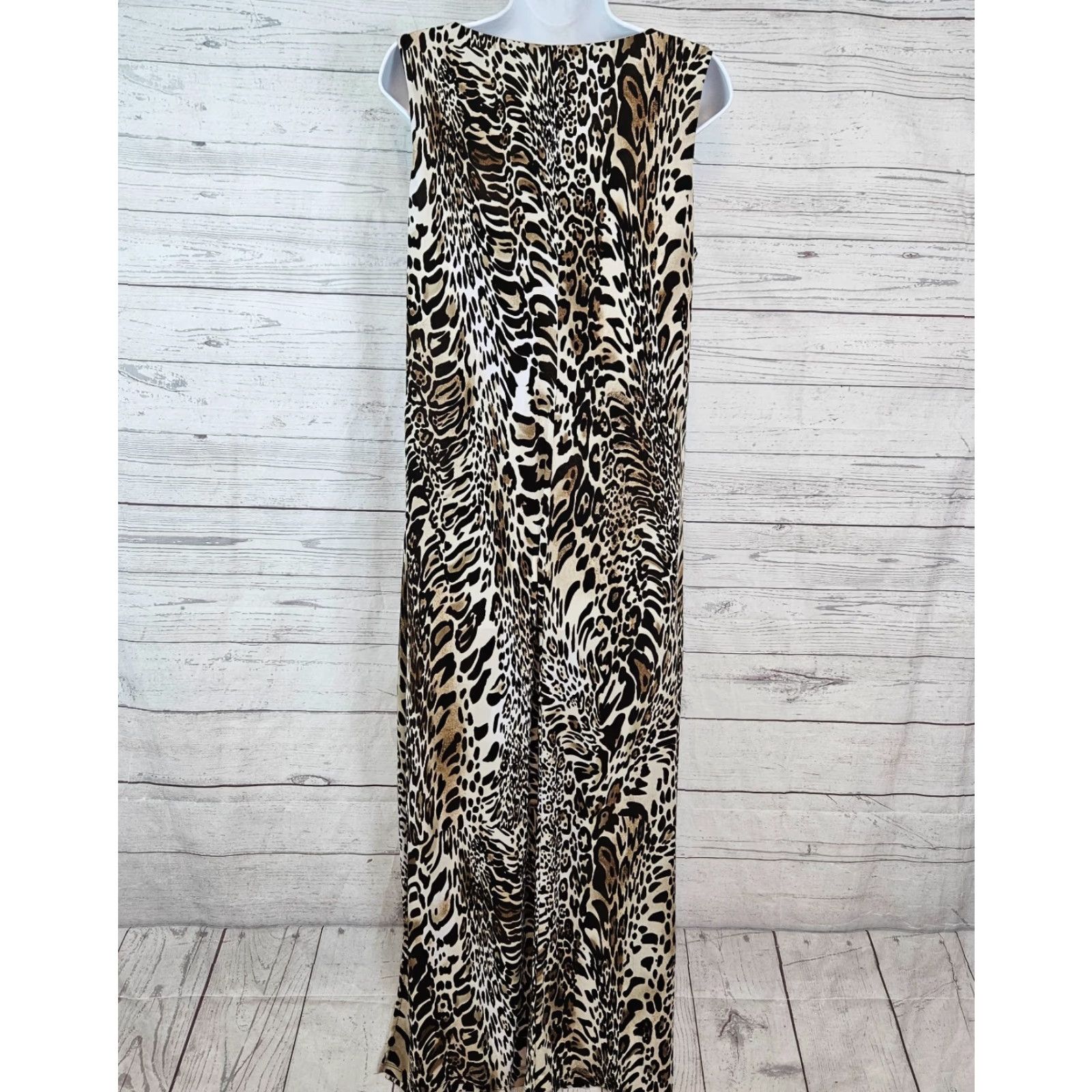 Vintage Chico's Maxi Dress Women L Brown Animal Print Sleeveless Scoop Neck Casual Vacation Size L / US 10 / IT 46 - 3 Thumbnail