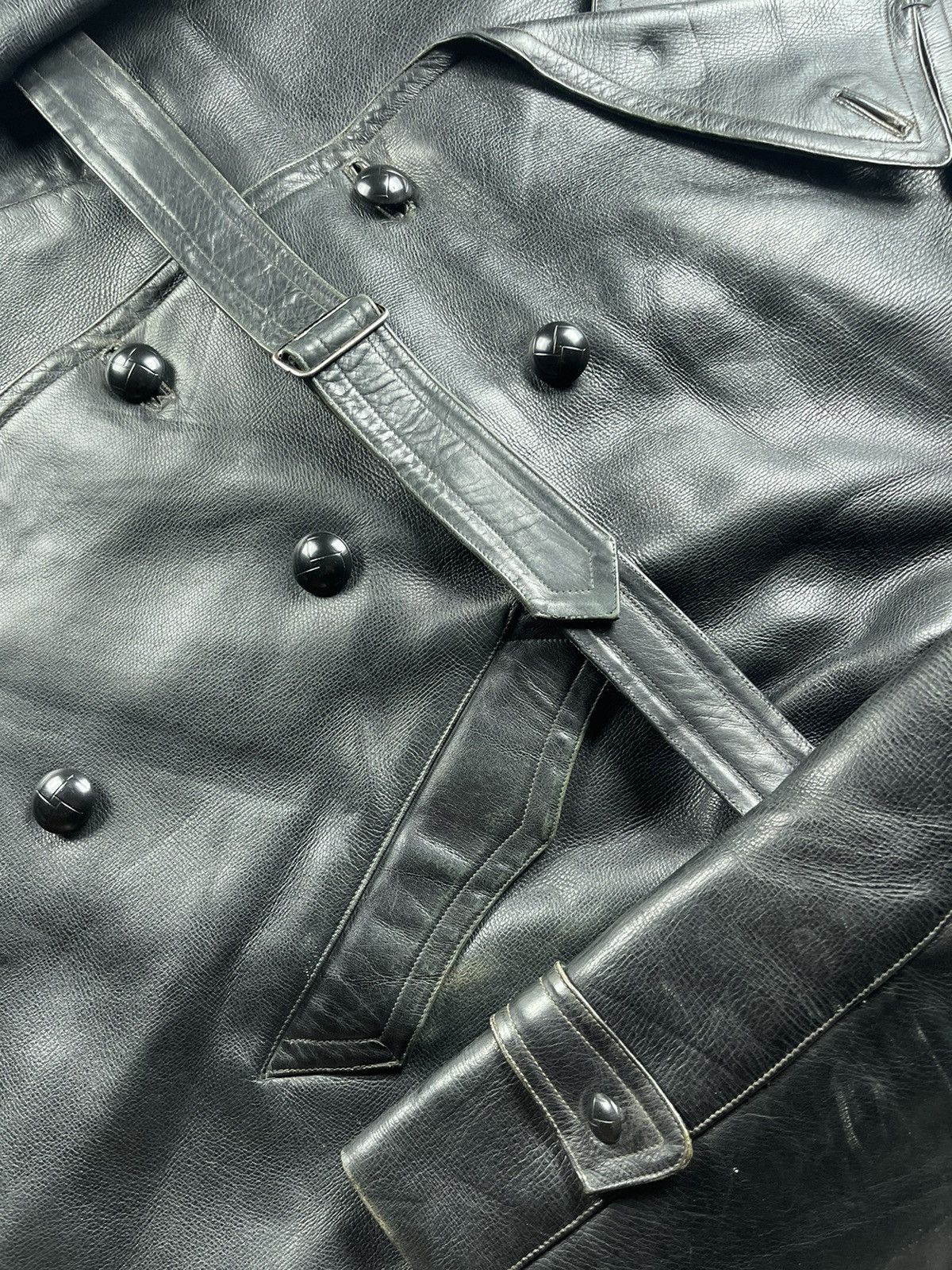 Vintage Vintage Demor Confezioni Leather Double Breasted Coat Black Size US XL / EU 56 / 4 - 8 Thumbnail