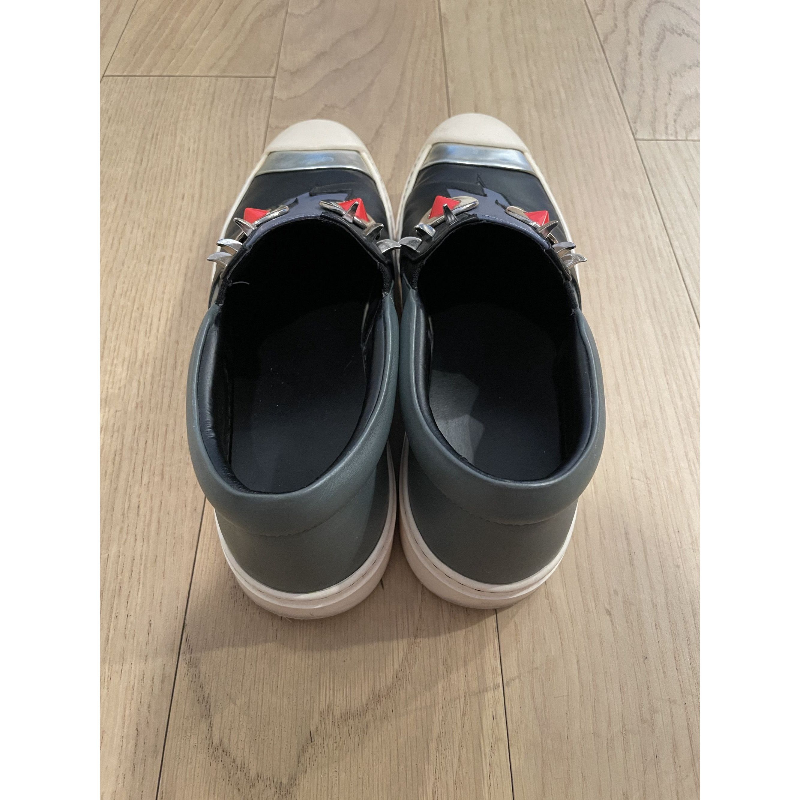 Fendi Fendi Black Leather Slip-On Sneakers With Lightning Bolt Des Size US 7 / EU 40 - 9 Thumbnail