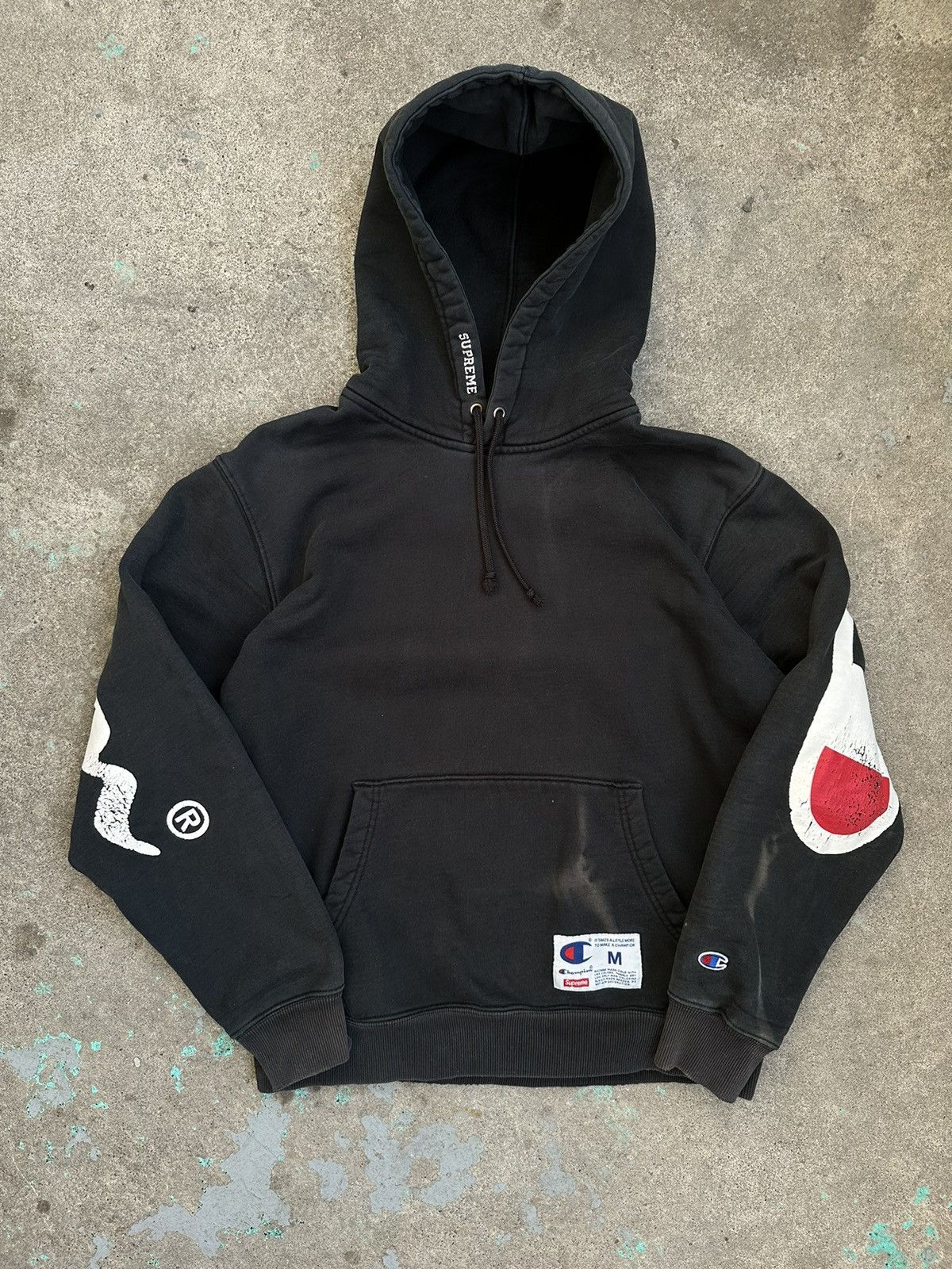 image of Supreme X Champion Hoodie in Black, Men's (Size Medium)