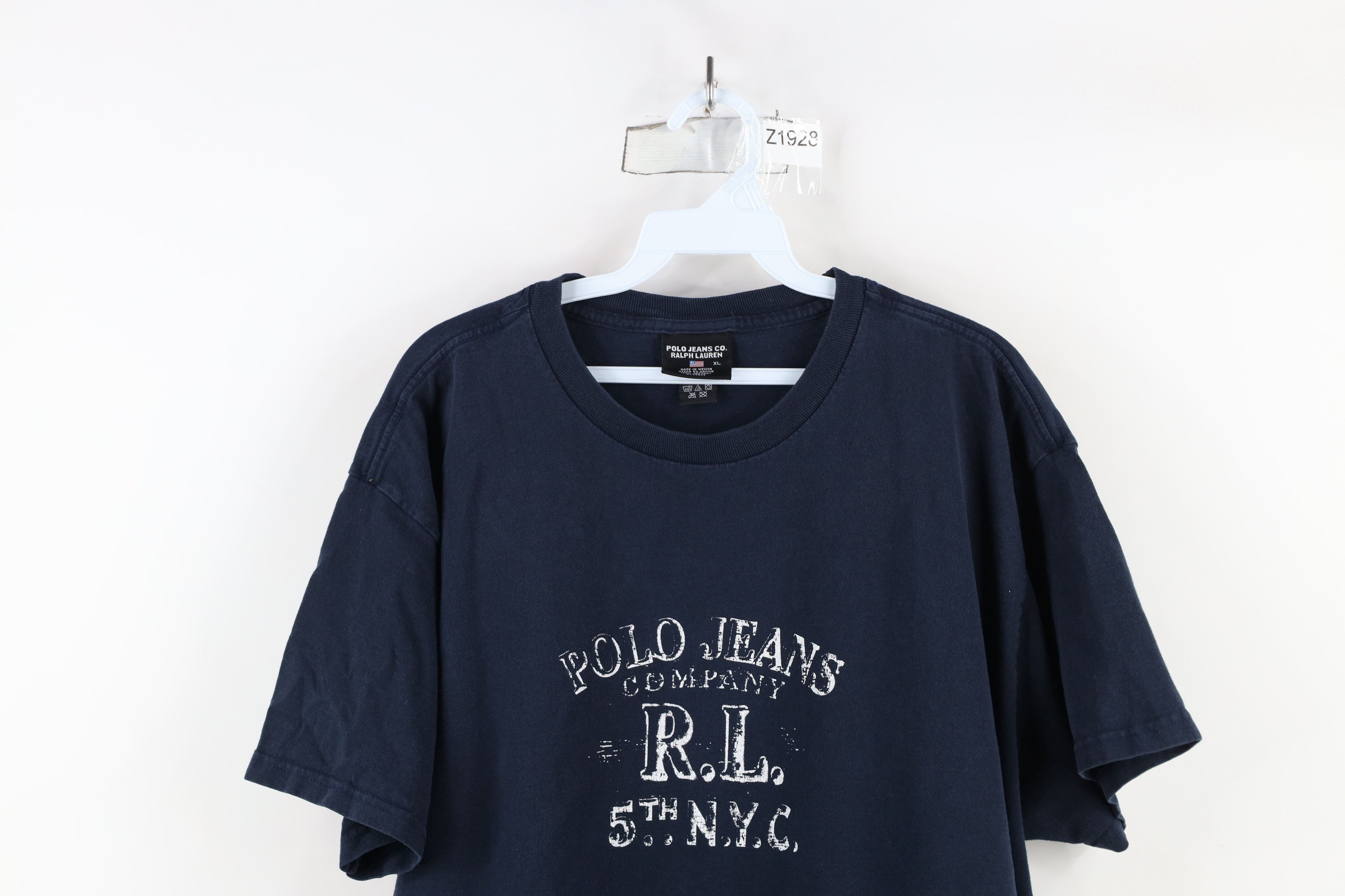 Ralph Lauren × Vintage Vintage 90s Ralph Lauren Spell Stamp New York T-Shirt Blue Size US XL / EU 56 / 4 - 2 Thumbnail