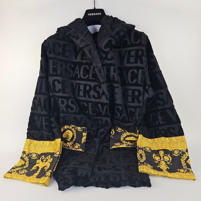 Versace Versace Baroque Print Black Short Bathrobe New XL