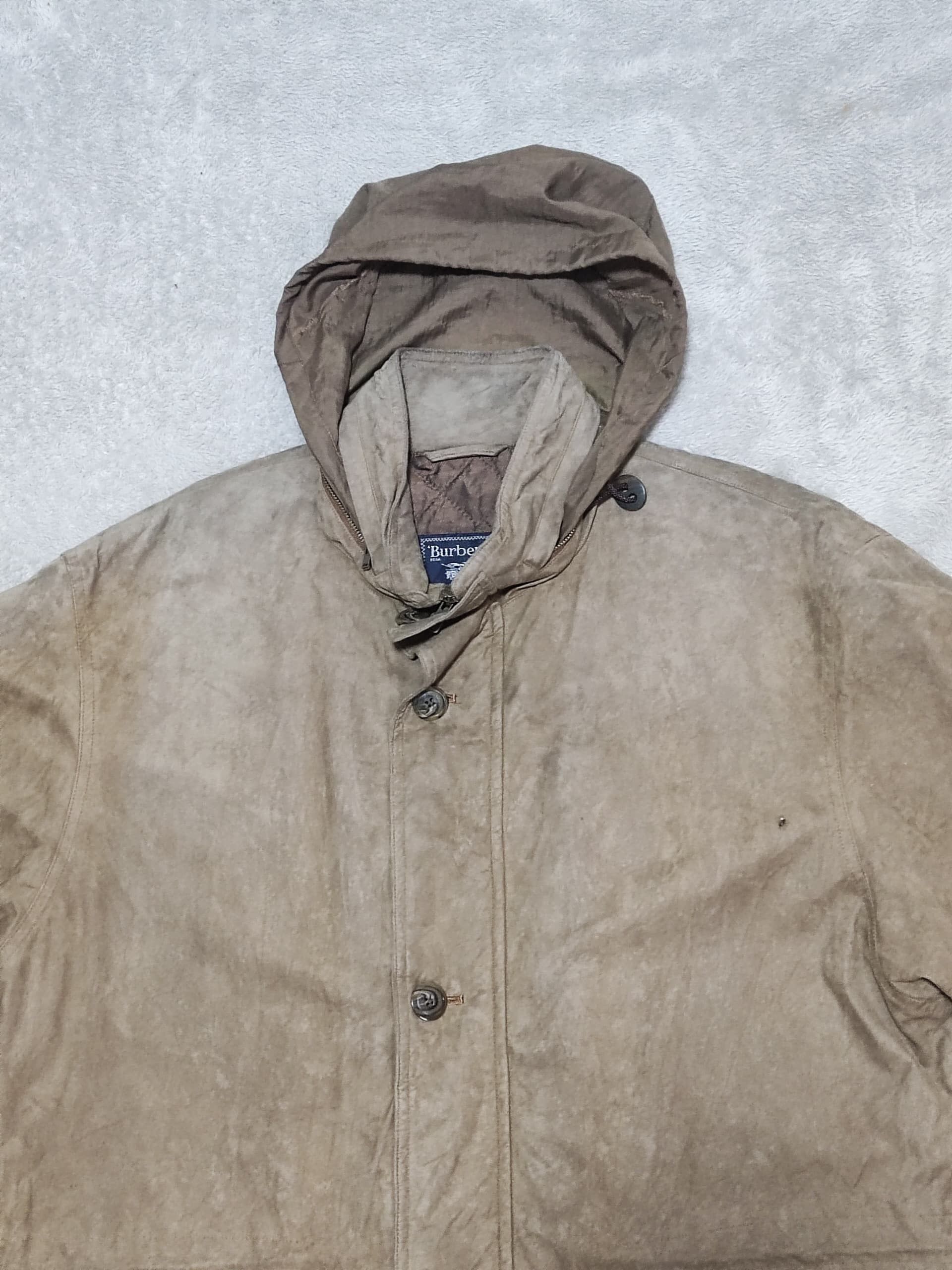 Burberry × Gosha Rubchinskiy Vintage 90s Burberrys Hooded Jacket Quilted Tan Japan Label Size US XL / EU 56 / 4 - 3 Thumbnail