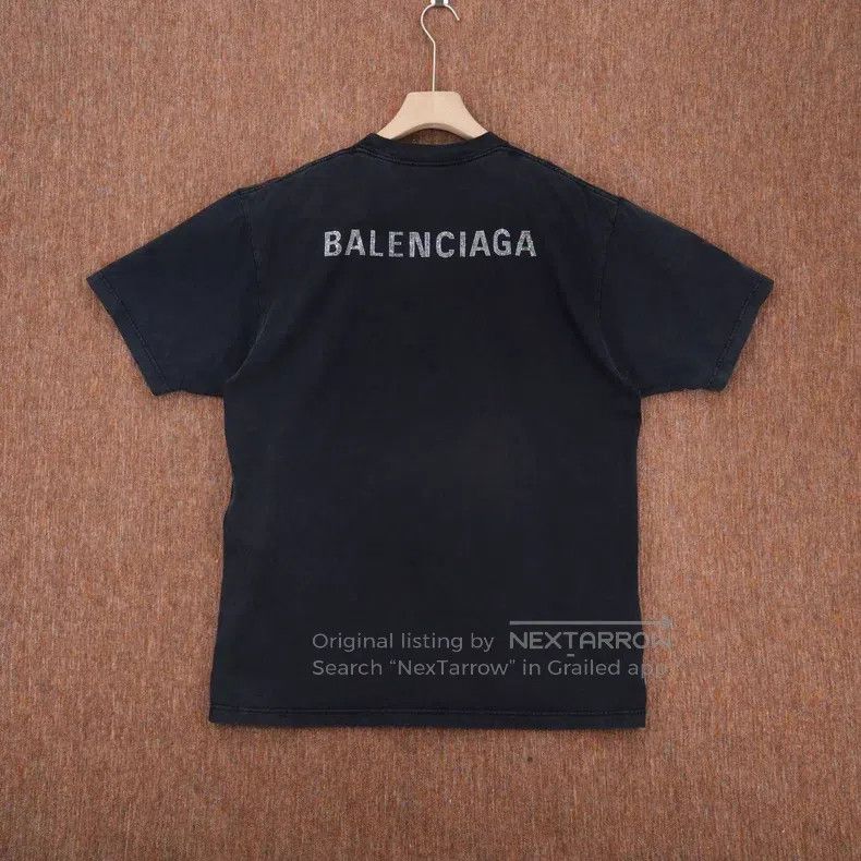 Balenciaga Balenciaga Washed Distressed Crystal T-Shirt Size US XS / EU 42 / 0 - 2 Thumbnail