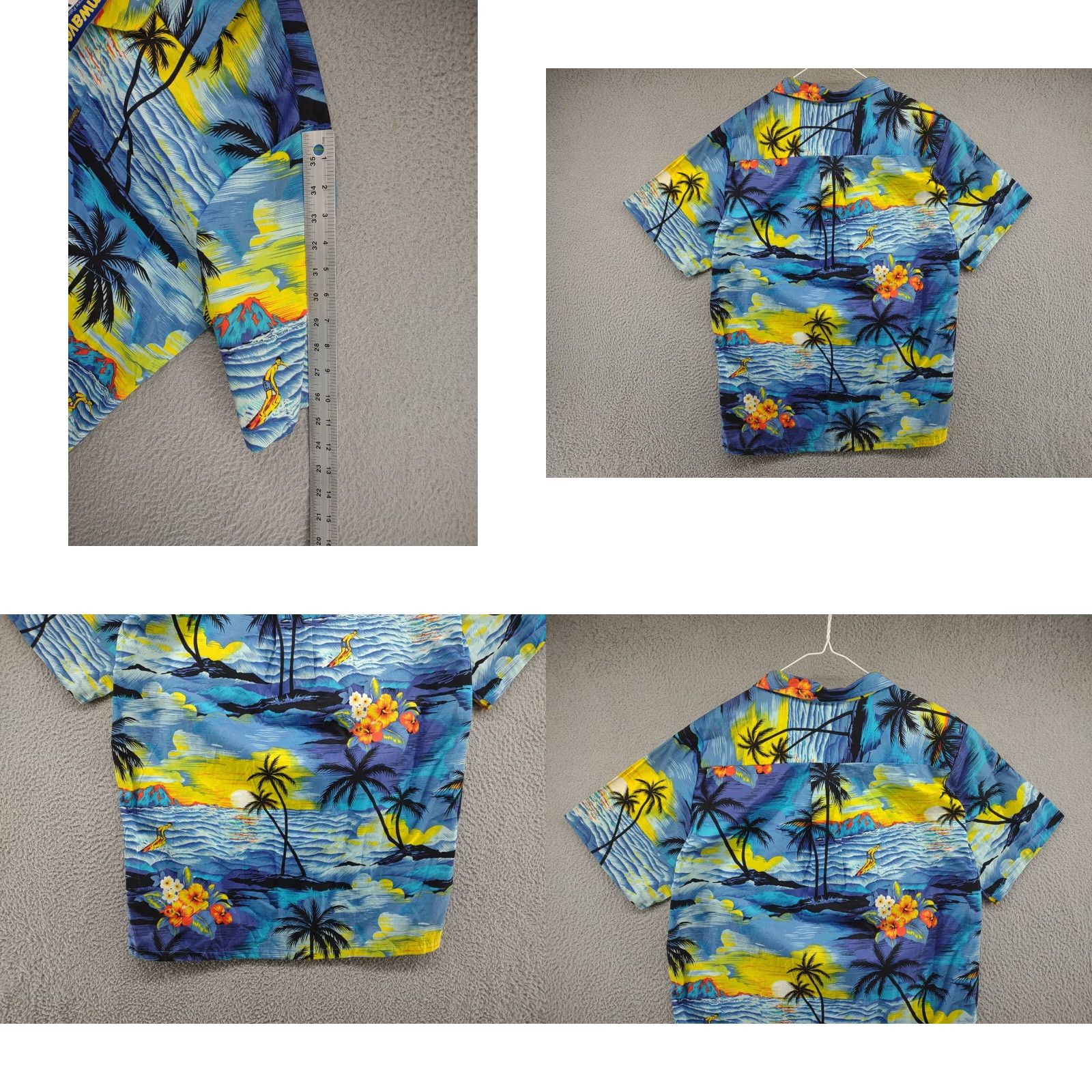 ALOHAS Palmwave Hawaiian Floral Surfing Button Up Shirt XL Men Multicolor Cotton Short Sleeve Aloha Beach New Size US XL / EU 56 / 4 - 8 Thumbnail