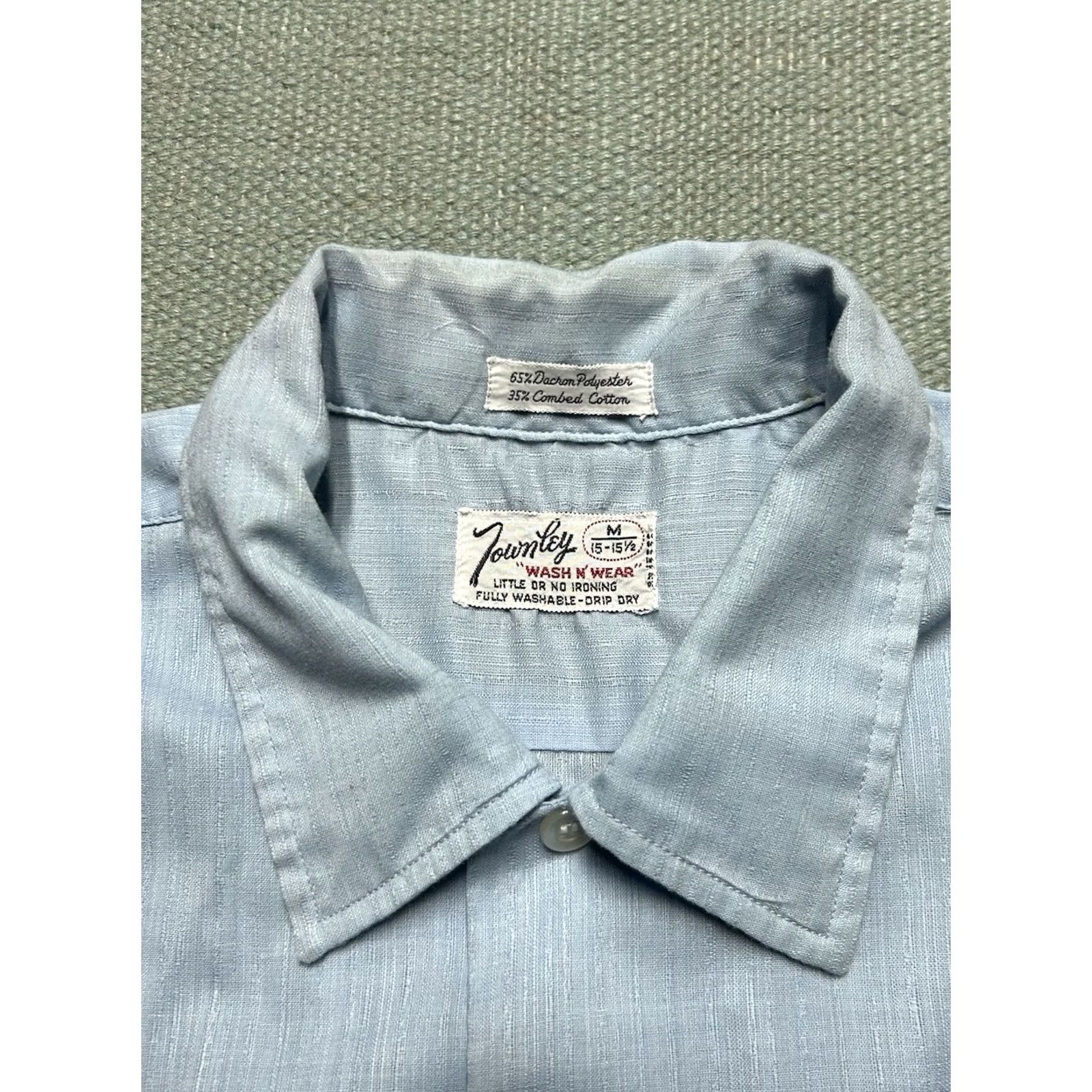 Vintage VINTAGE 60s M & M Mens Shirt M Blue Short Sleeve Button Lightweight Poly Cotton Size US M / EU 48-50 / 2 - 5 Thumbnail