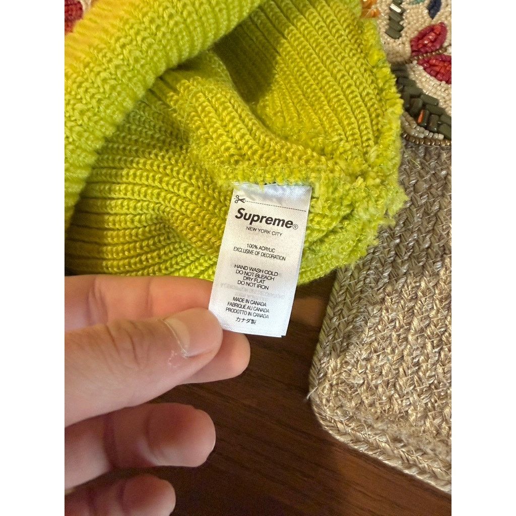 Supreme Supreme Loose Gauge Script Logo Knit Beanie Lime Green FW24 Size ONE SIZE - 4 Thumbnail