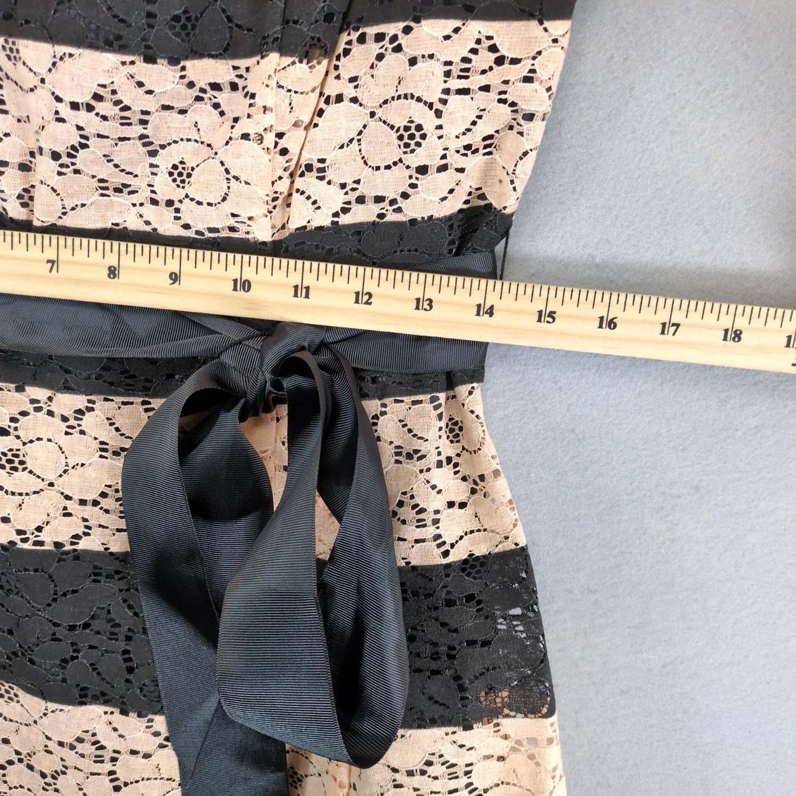 Other Robbie Bee Striped Black & Peach Lace Fit & Flare Dress 14 Size XL / US 12-14 / IT 48-50 - 6 Thumbnail