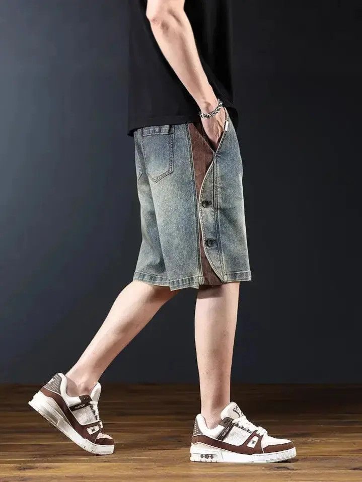 Japanese Brand Retro loose casual patchwork denim shorts Size US 32 / EU 48 - 2 Thumbnail