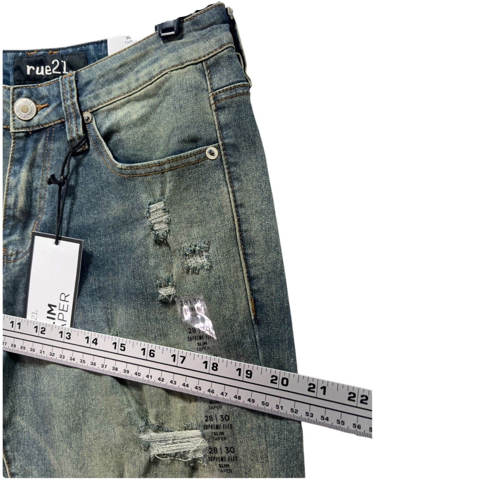 rue21 Rue 21 - Men's Supreme Flex Slim Taper Jeans Distressed - Bl Size US 28 / EU 44 - 6 Thumbnail
