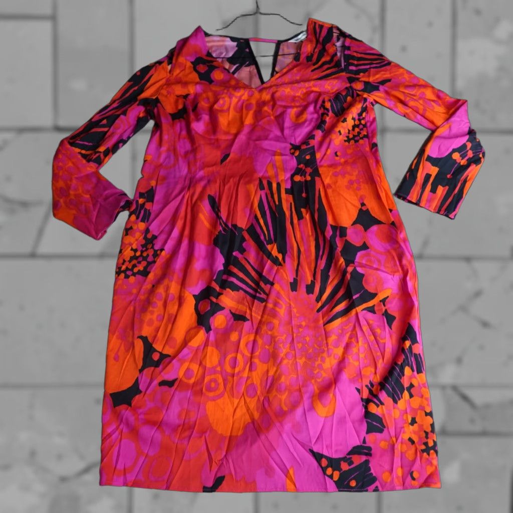 Vintage Anna Scholz Dress Womens 12 Red Long Sleeve Geometric Silk Blend Lottie L'Amour Jacquard Knee Length Vintage No Size XL / US 12-14 / IT 48-50 - 1 Thumbnail
