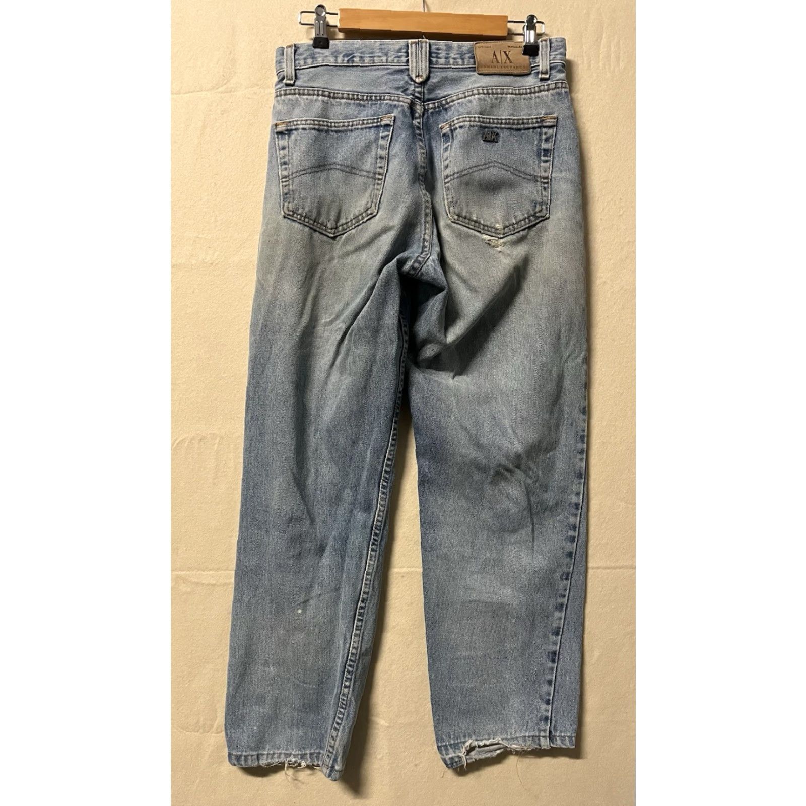 Armani Exchange VINTAGE Armani Exchange Mens Jeans 30 x 32 Denim Distressed 90s 5-Pocket Regular Blue Jeans Mens Size US 30 / EU 46 - 2 Thumbnail