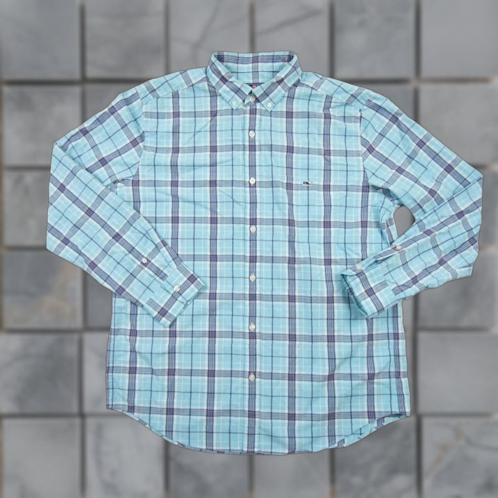 Vineyard Vines Vineyard Vines Men's Classic Fit Tucker Button-Up Shirt Large Blue Check Long Sleeve Size US L / EU 52-54 / 3 - 1 Thumbnail